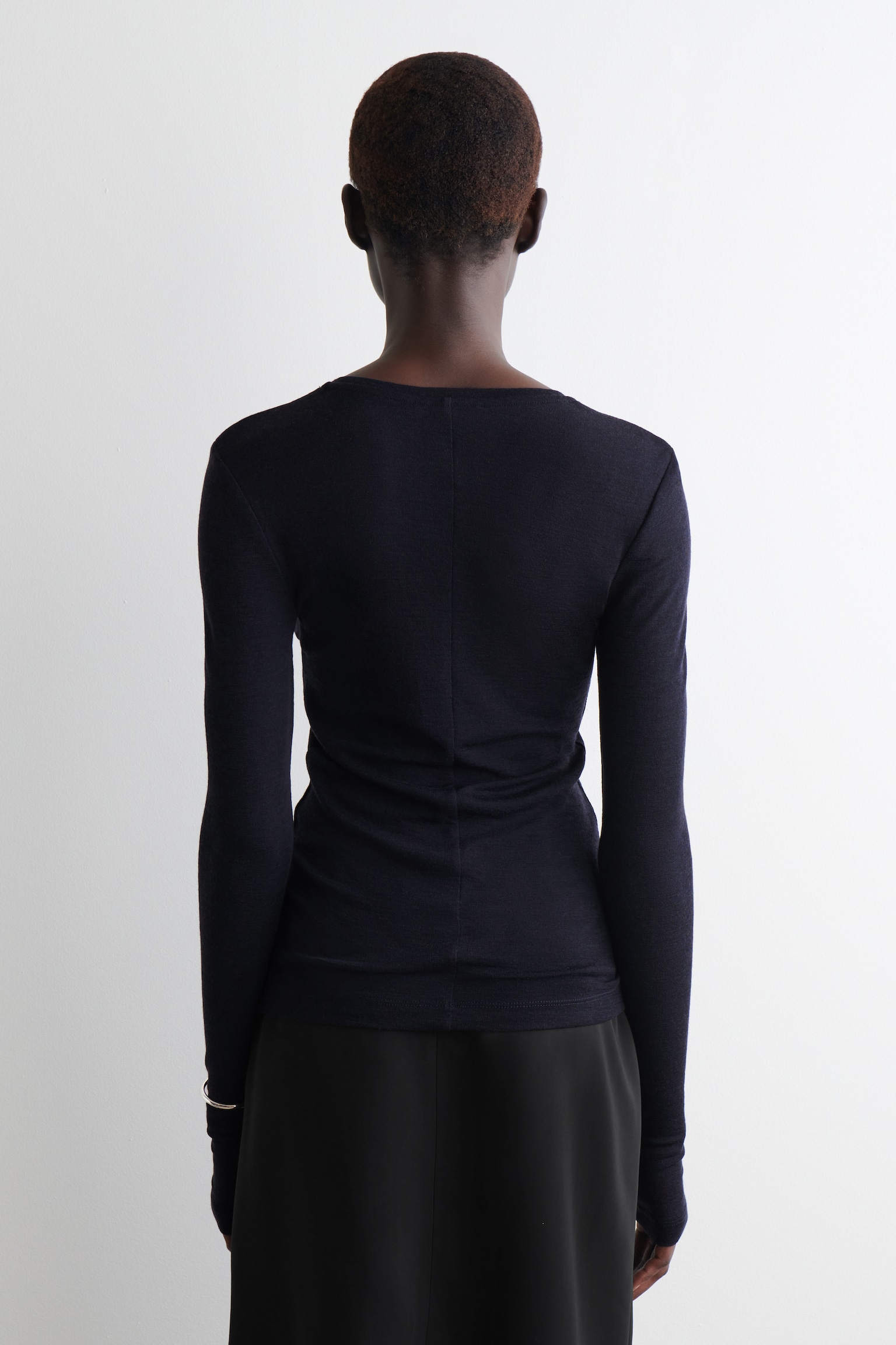 SLIM MERINO WOOL TOP - NAVY/CHARCOAL MÉLANGE - 5