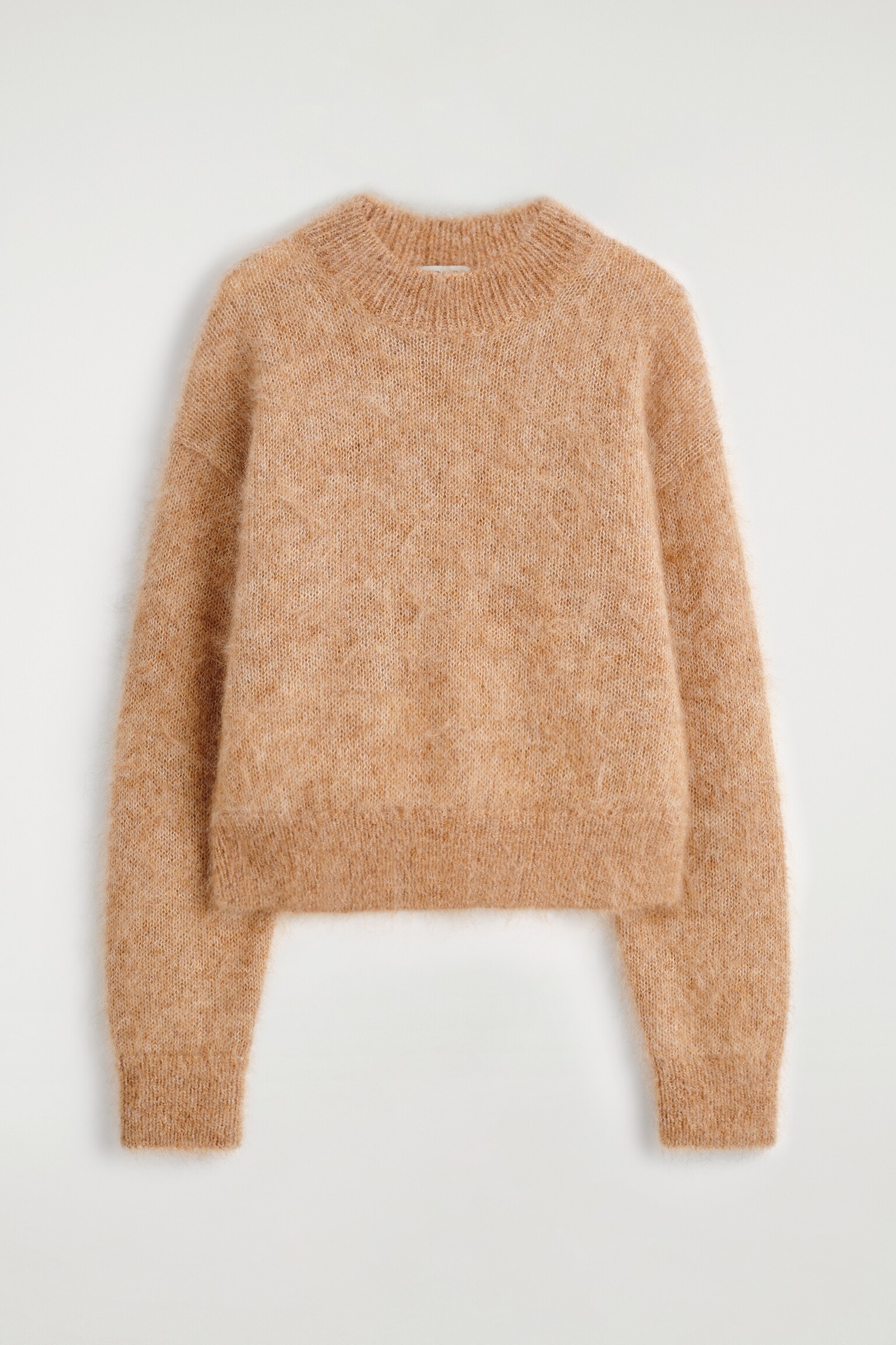 MOHAIR-WOOL CREW-NECK JUMPER - CAMEL MÉLANGE - 2