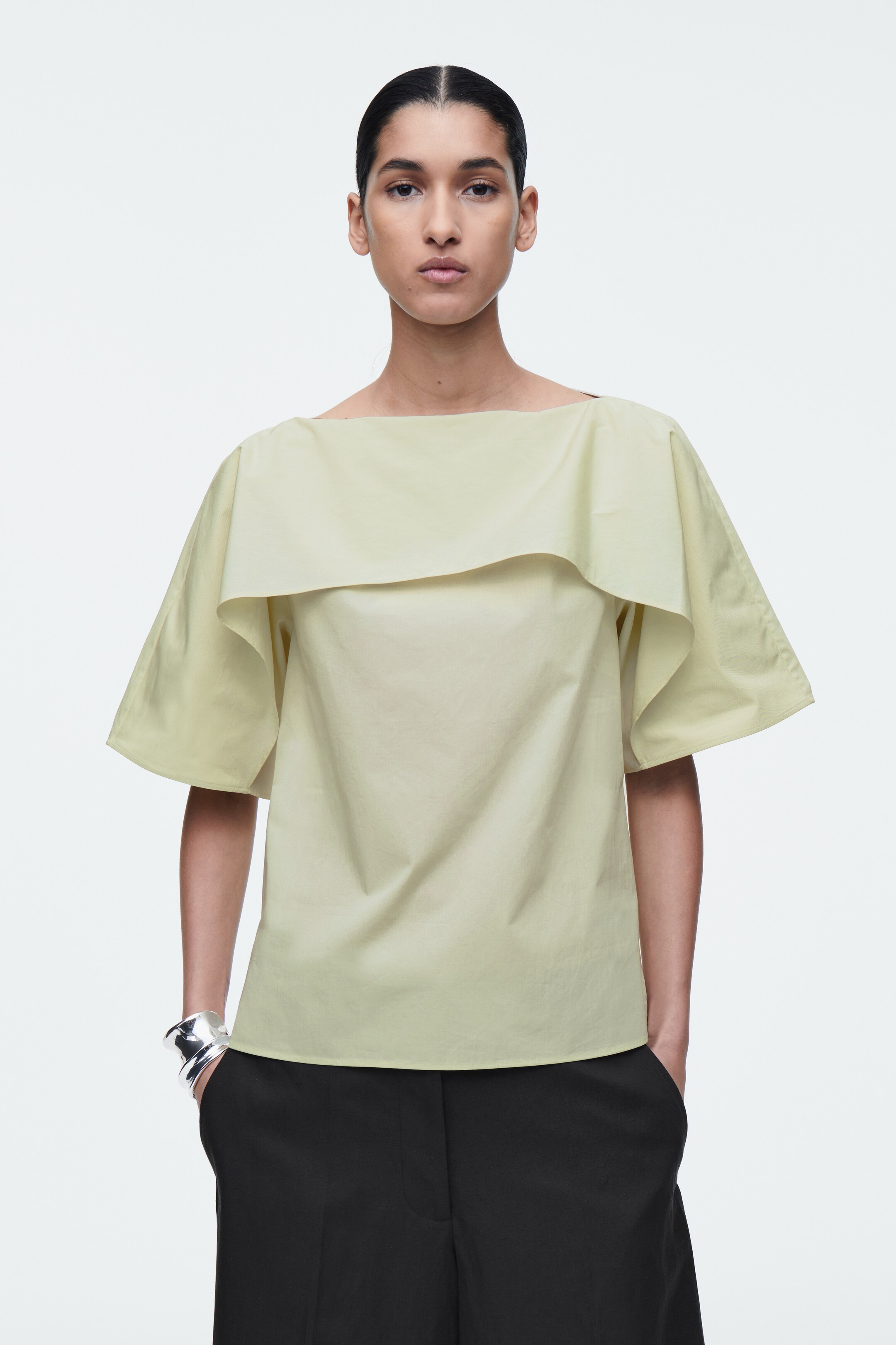 Visualizza immagine più grande: TOP DRAPPEGGIATO IN COTONE - VERDE CHIARO - DONNA | H&M IT 1