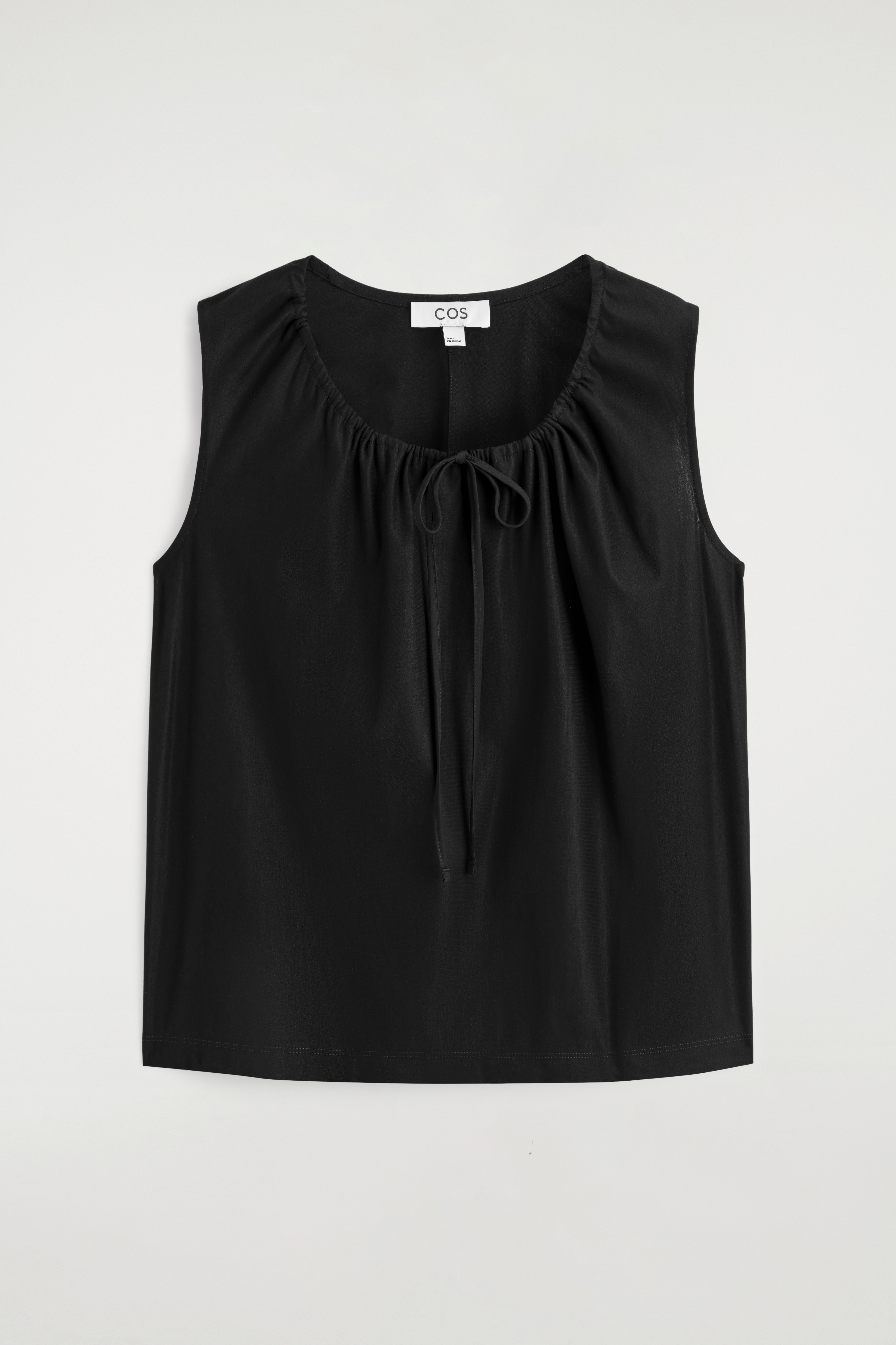 CANOTTA IN JERSEY CON SCOLLO ARRICCIATO - NERO/BIANCO SPORCO/ROSA CHIARO