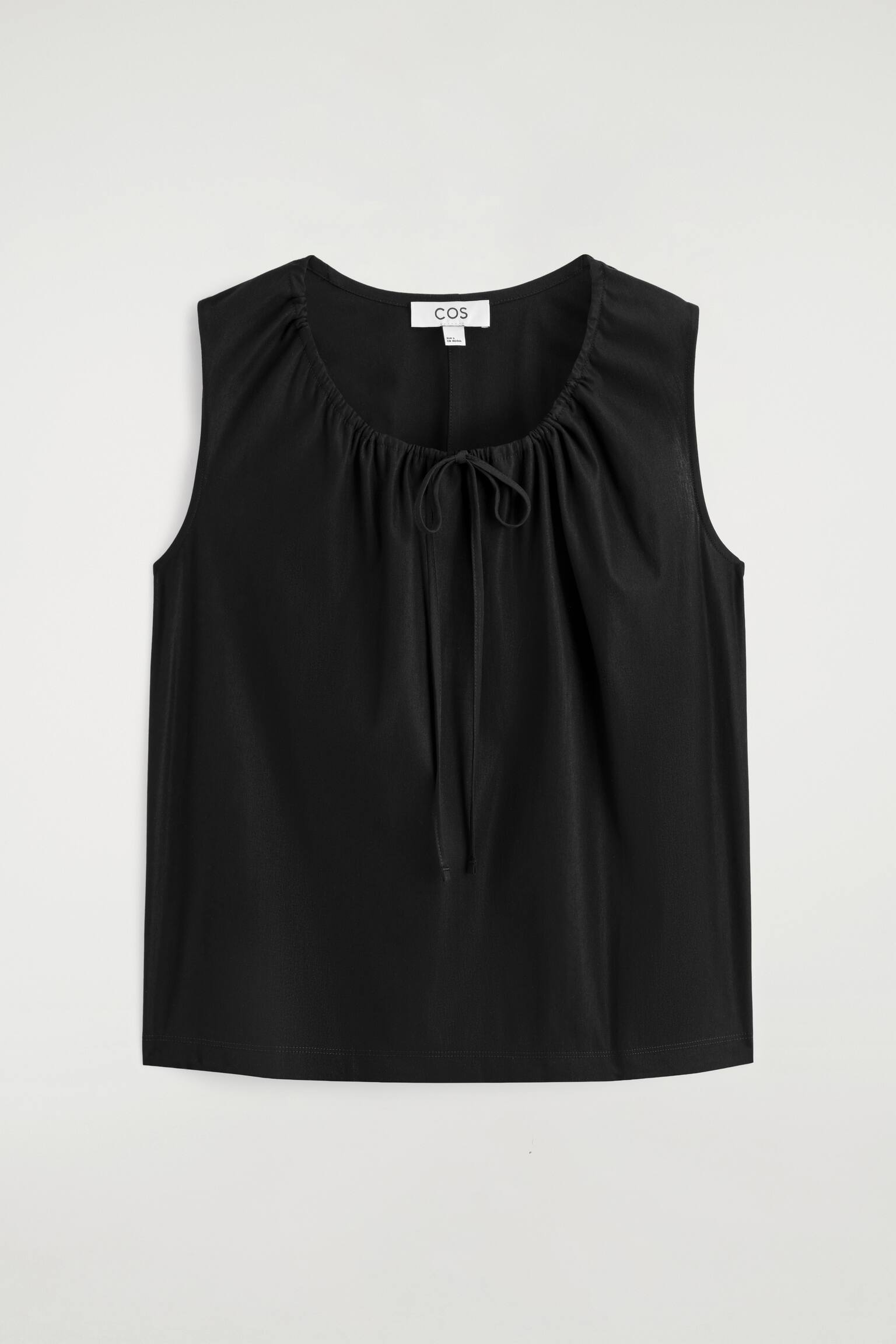 GATHERED-NECK JERSEY TANK TOP - שחור/ורוד בהיר - 1