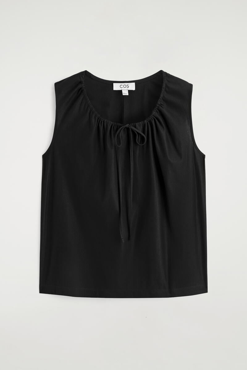 Gathered-Neck Jersey Tank Top