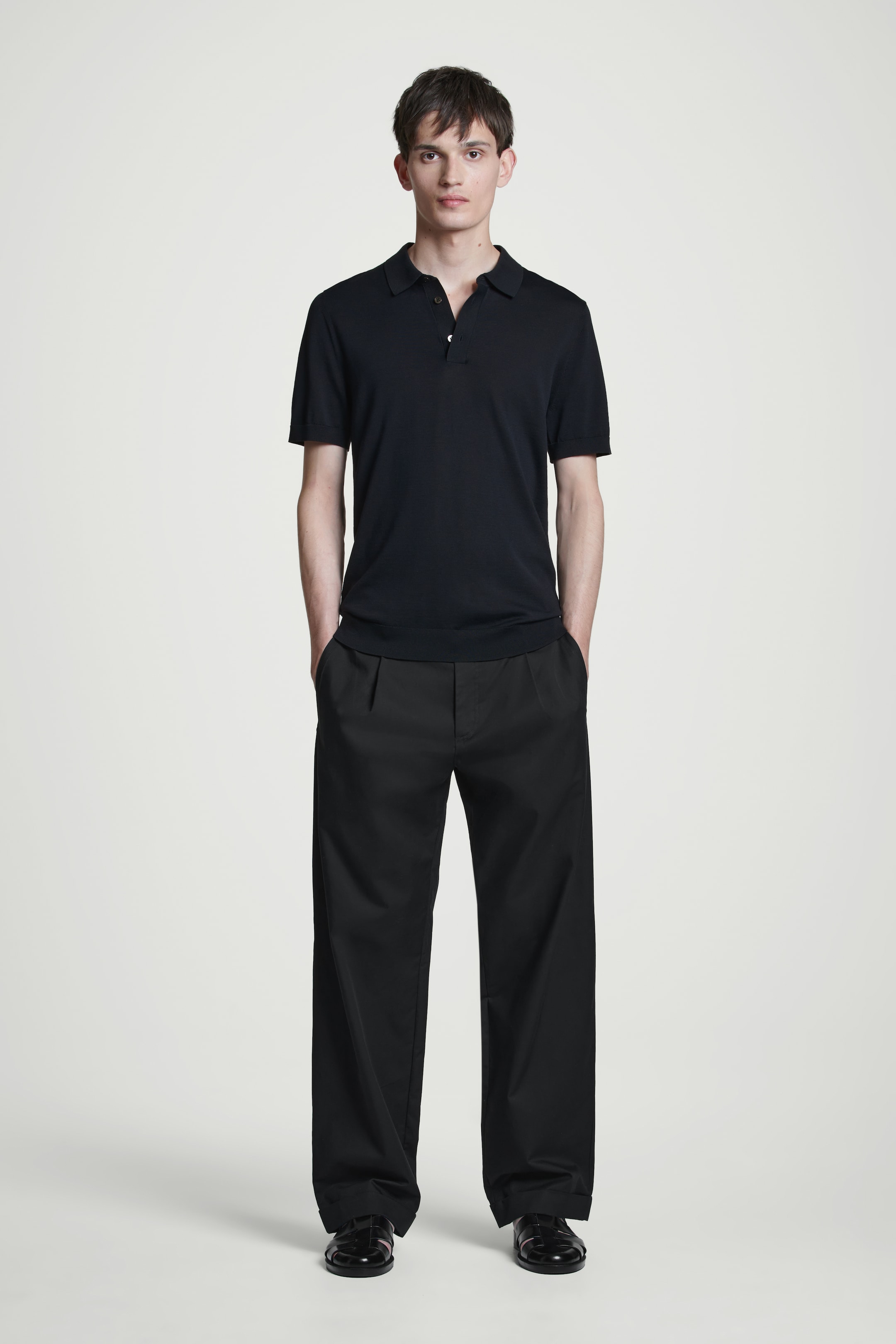 View larger image: SLIM KNITTED SILK POLO SHIRT - NAVY - Men | H&M GB 2