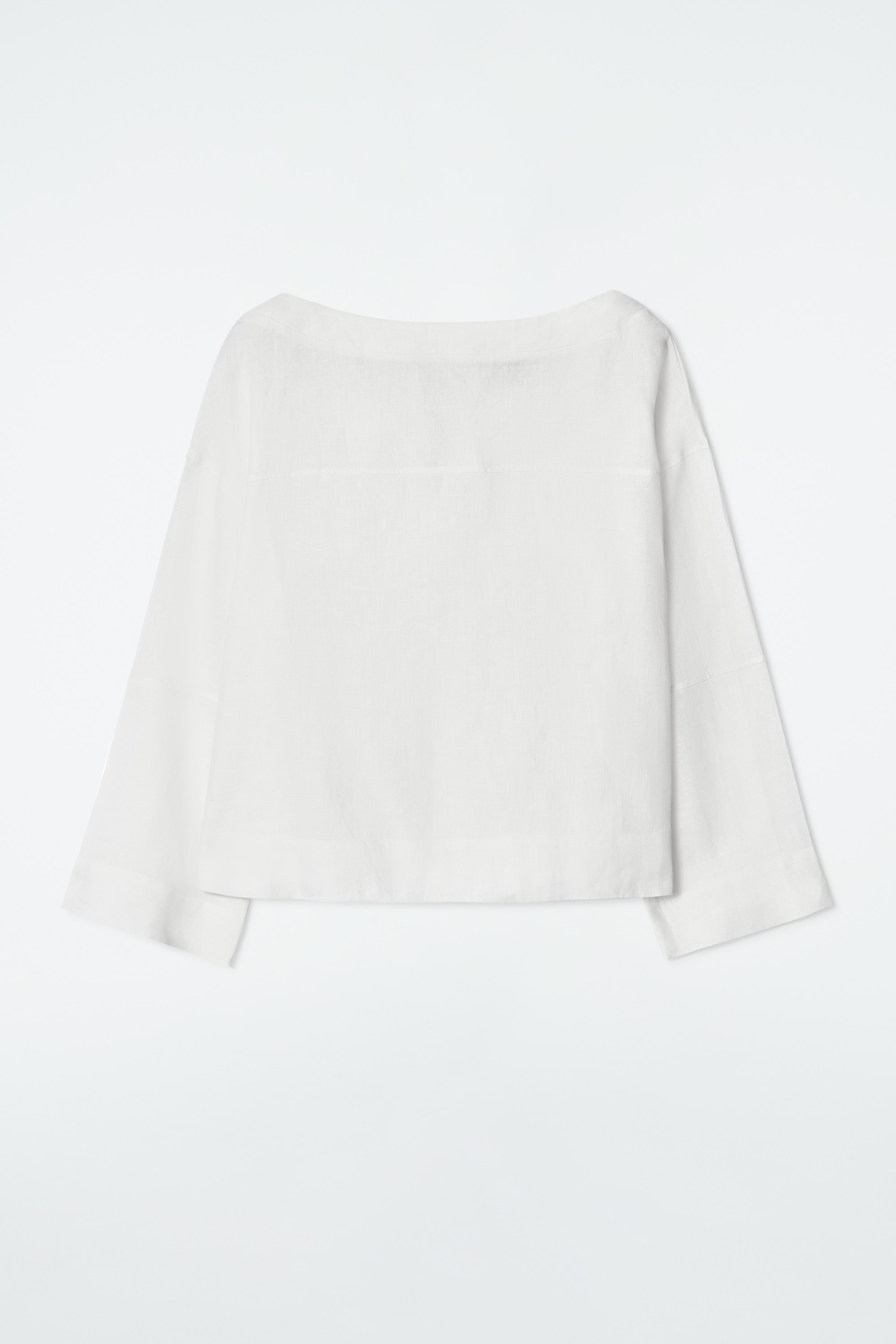 TIE-DETAIL LINEN BLOUSE - WHITE/BLACK