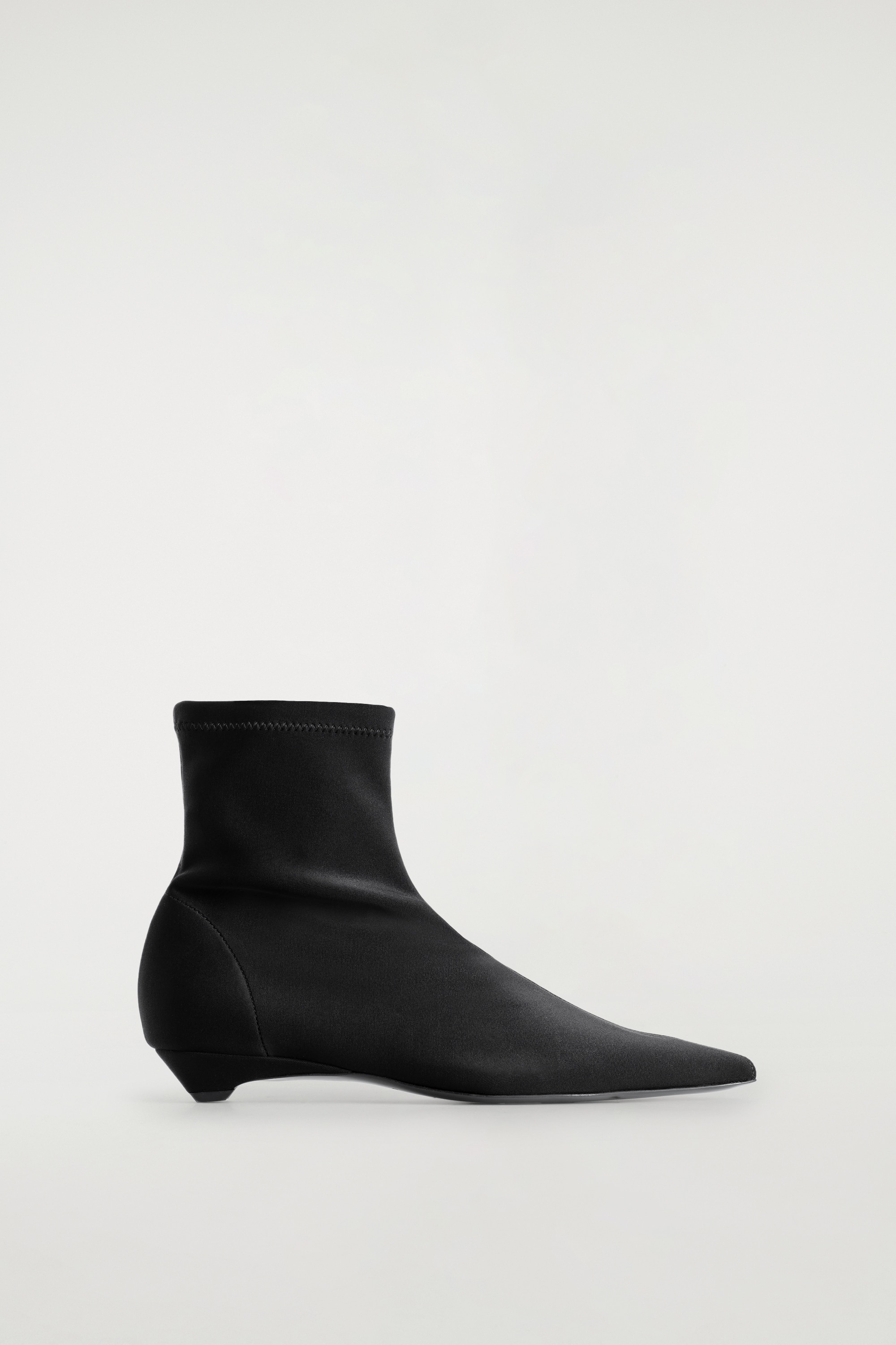 POINTED SCUBA SOCK ANKLE BOOTS - BLACK
