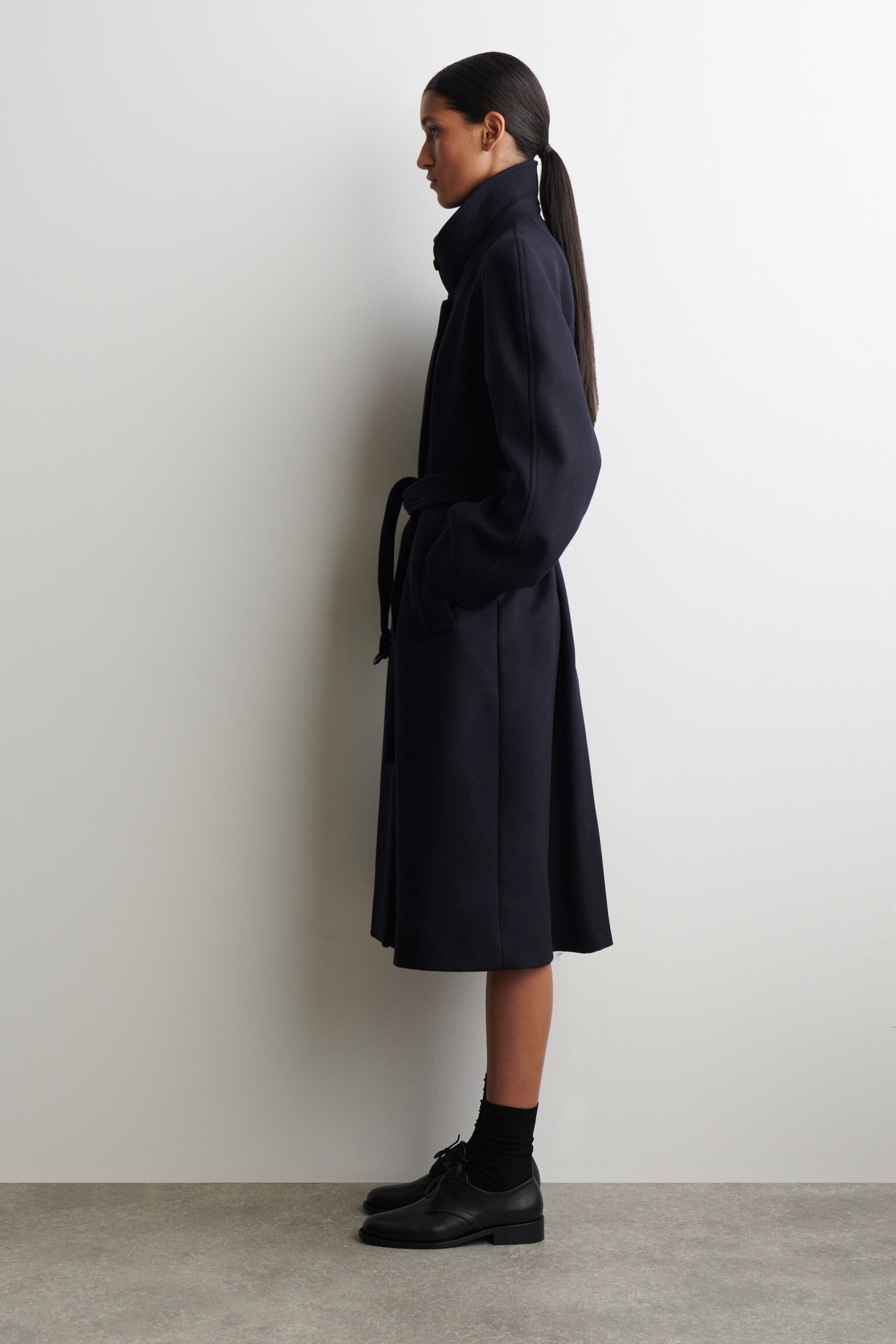 TRENCH-COAT EN LAINE MÉLANGÉE - BLEU MARINE - 6