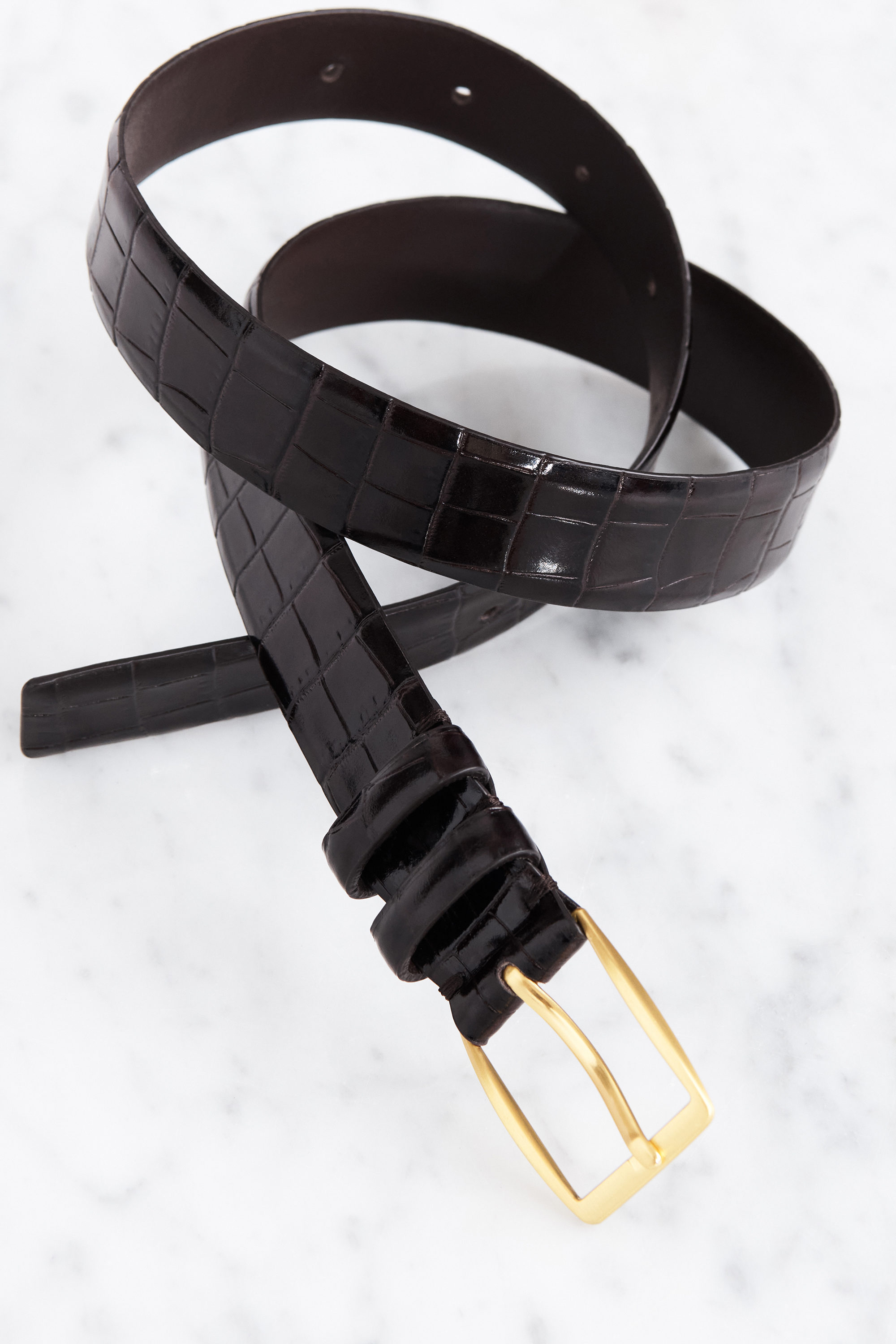 ルンコ KENFORD EMBOSSED LEATHER BELT EMBOSSED LEATHER BELT / BLACK