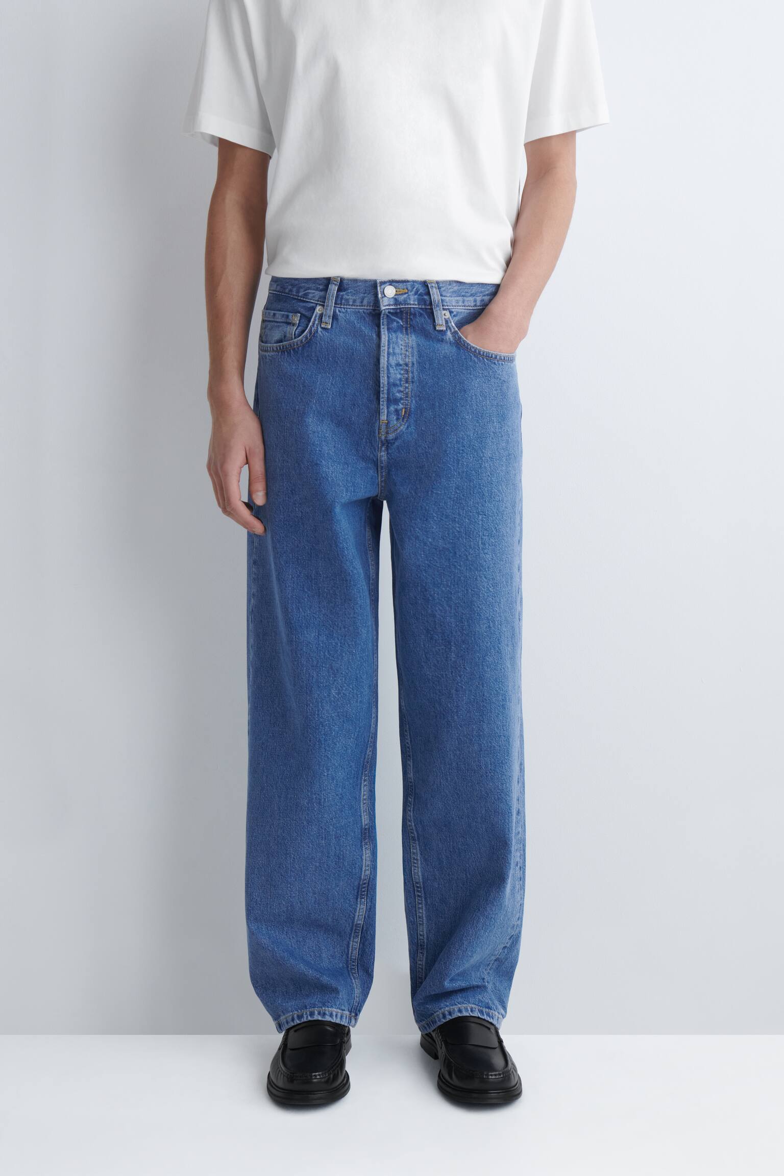 ג'ינס ריידר עם רגל ישרה - MID BLUE/כחול דהוי - 6