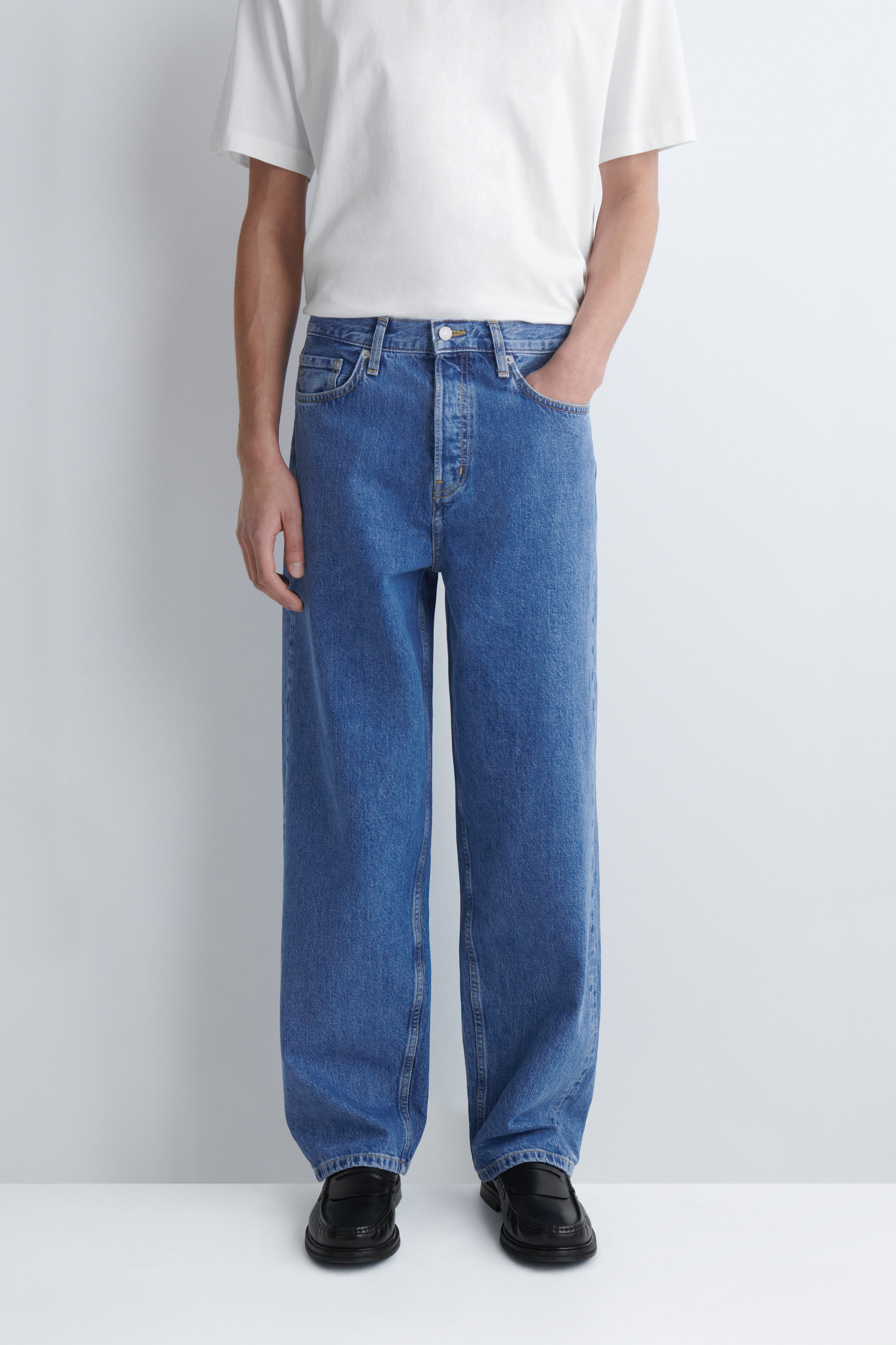 RIDER RELAXED-FIT STRAIGHT-LEG JEANS - MID BLUE | COS US