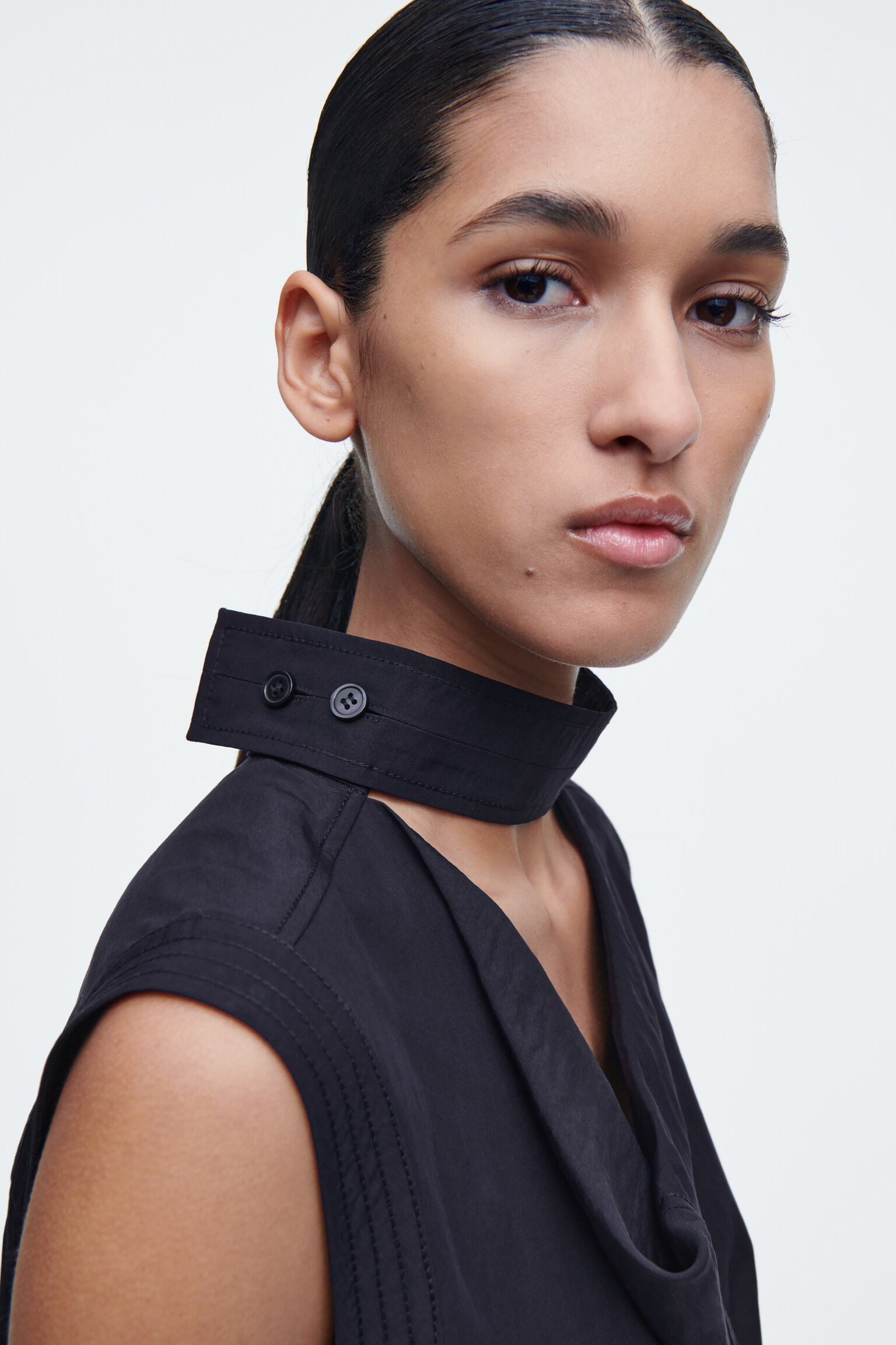 ABITO MIDI CON SCOLLO DRAPPEGGIATO CUT OUT - INDACO - 8
