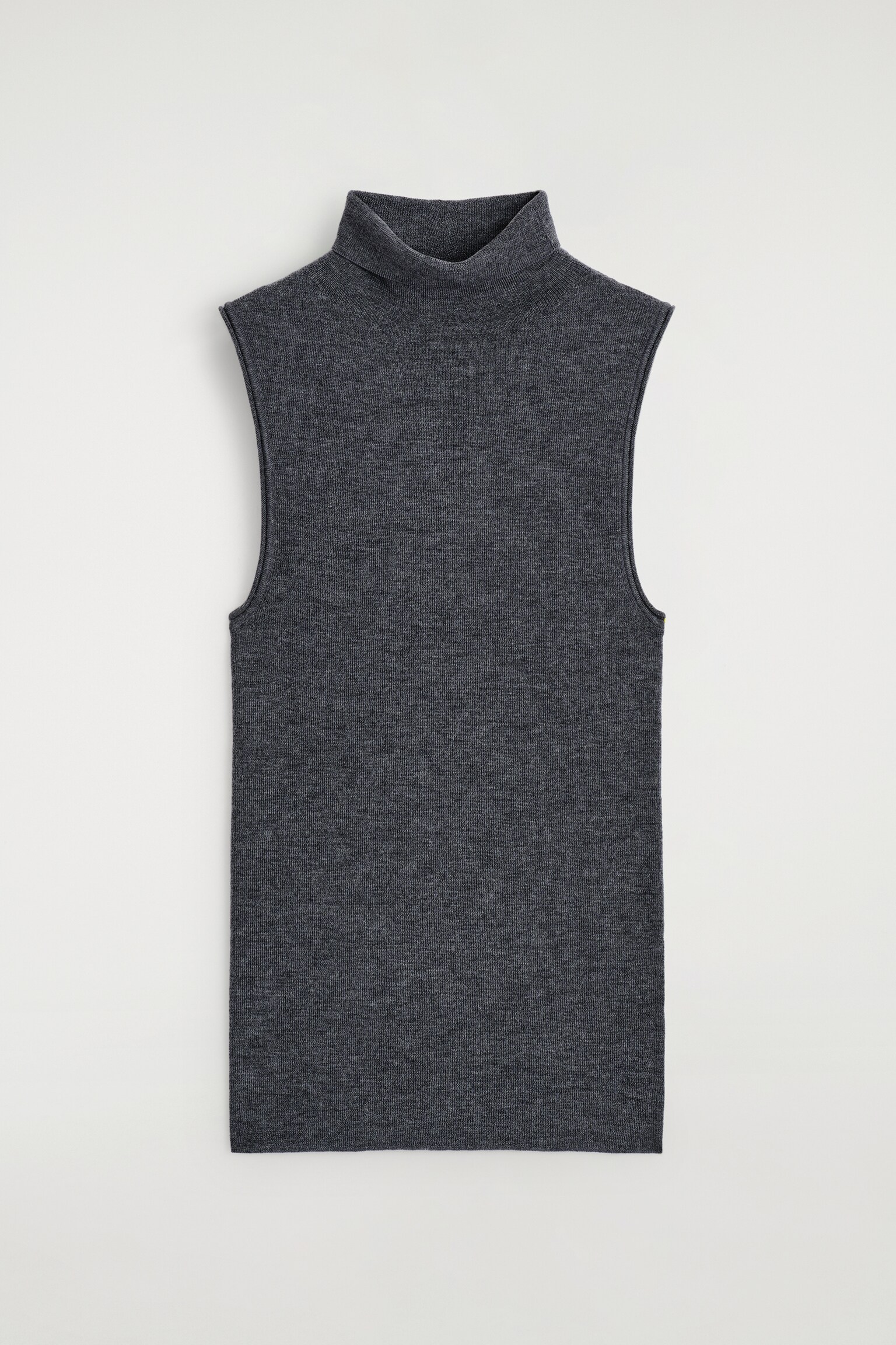 OBERTEIL AUS MERINOWOLLE MIT HOHEM KRAGEN - ANTHRAZITGRAU MELIERT - 2