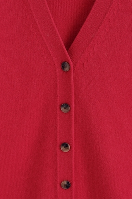 MERINO WOOL V-NECK CARDIGAN — RED 7