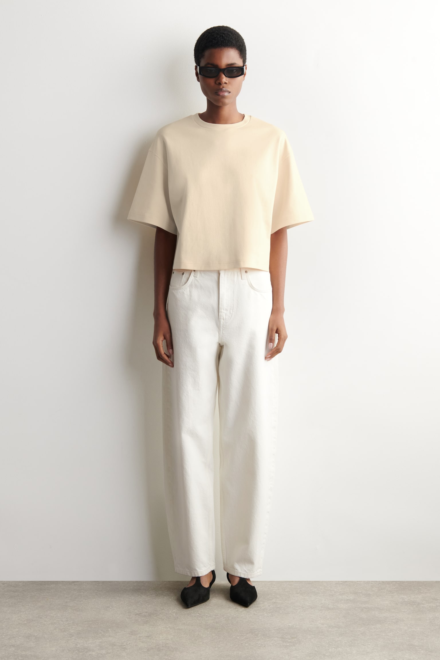 KASTENFÖRMIGES OVERSIZED-T-SHIRT AUS BAUMWOLLE - HELLGELB/WEISS/DUNKELBRAUN/SCHWARZ - 5