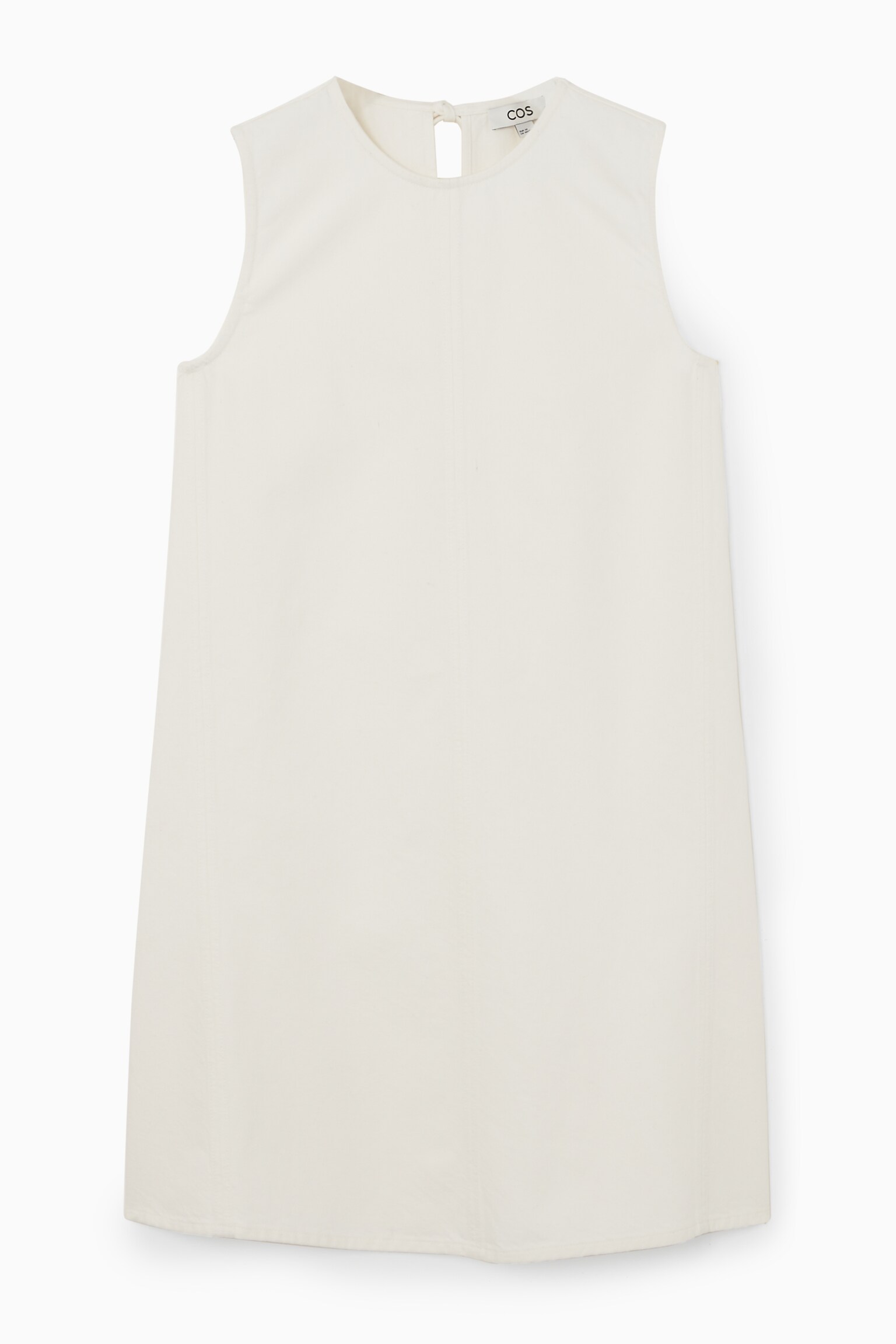 PANELED DENIM SHIFT DRESS - WHITE