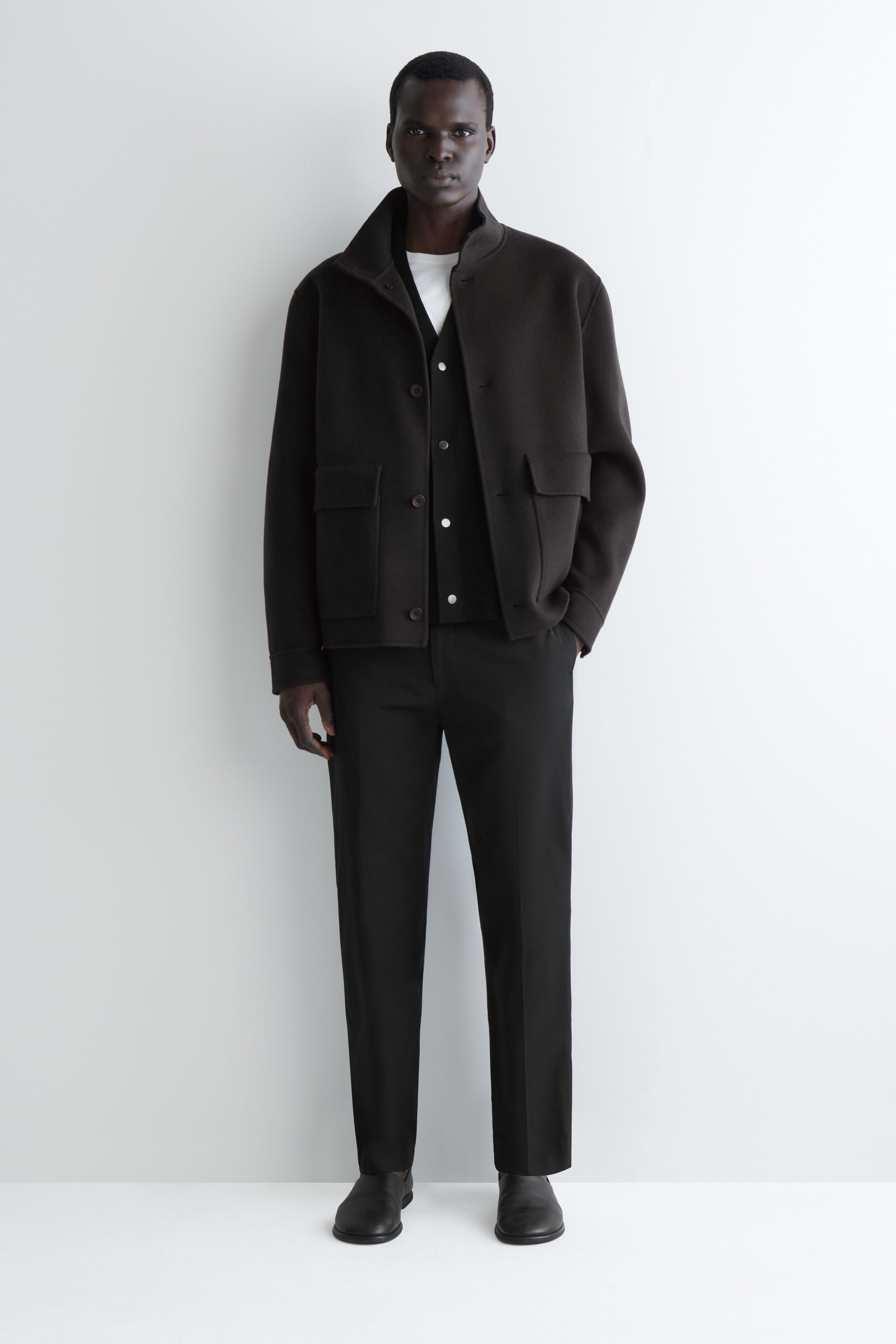 DOUBLE-FACED KNITTED CARDIGAN - BLACK | COS