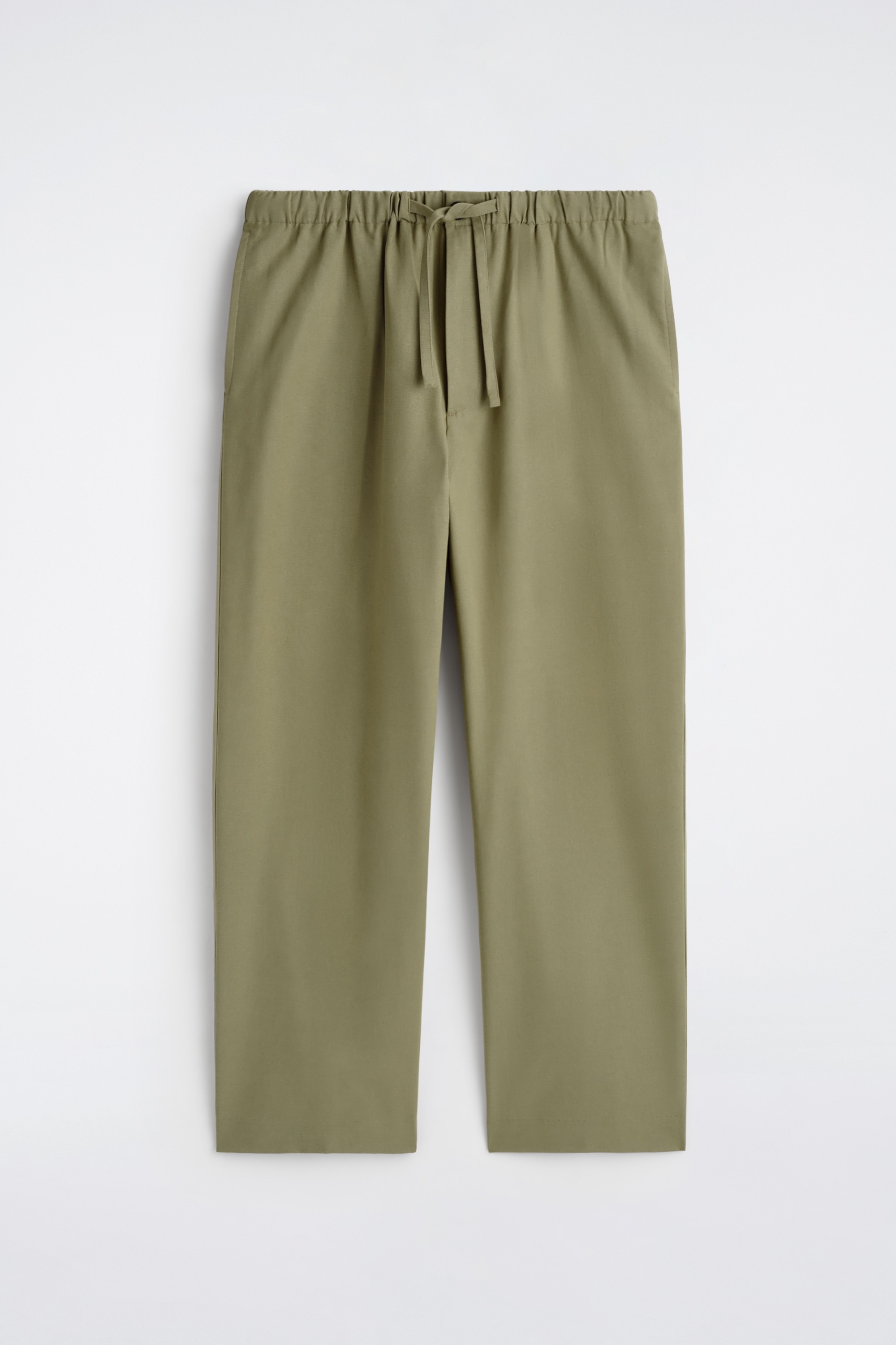 HOSE MIT KORDELZUGBUND UND BARREL-BEIN - KHAKI/BRAUN