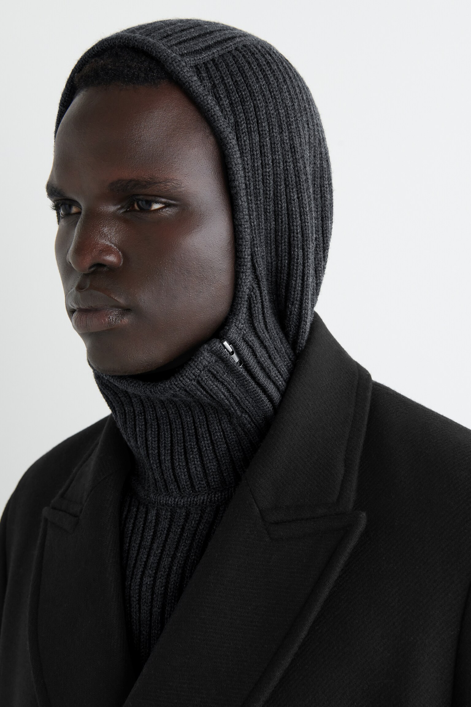 SWEAT À CAPUCHE ÉPAIS EN MAILLE DE COTON ET LAINE - GRIS ANTHRACITE CHINÉ - 4