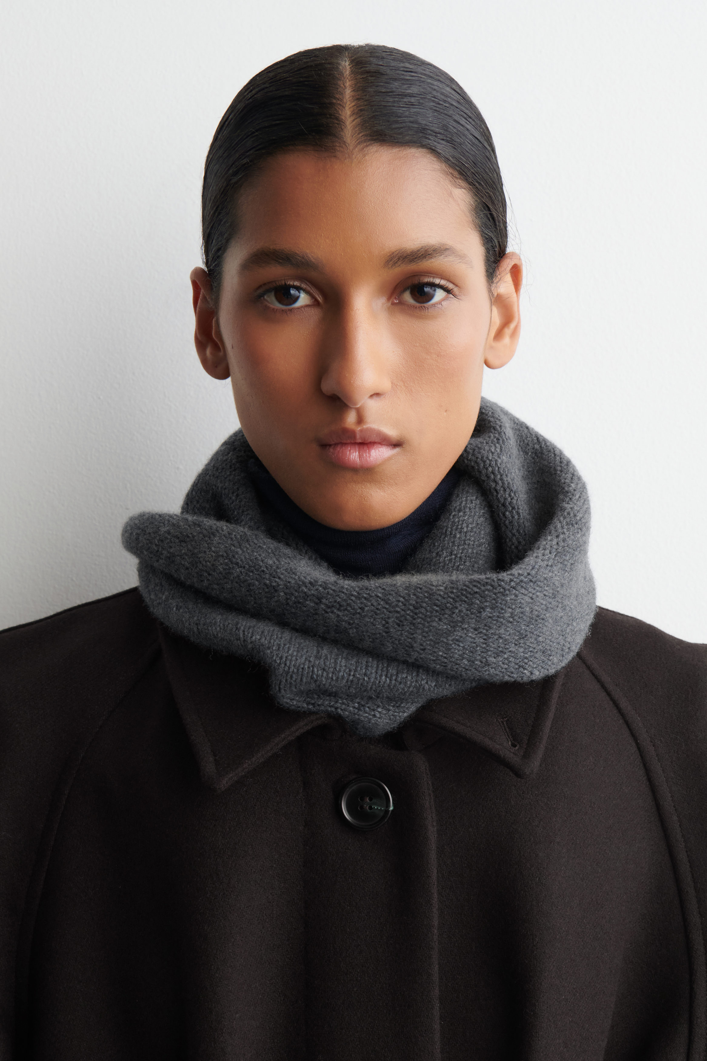 WOOL-CASHMERE SNOOD - DARK GRAY | COS