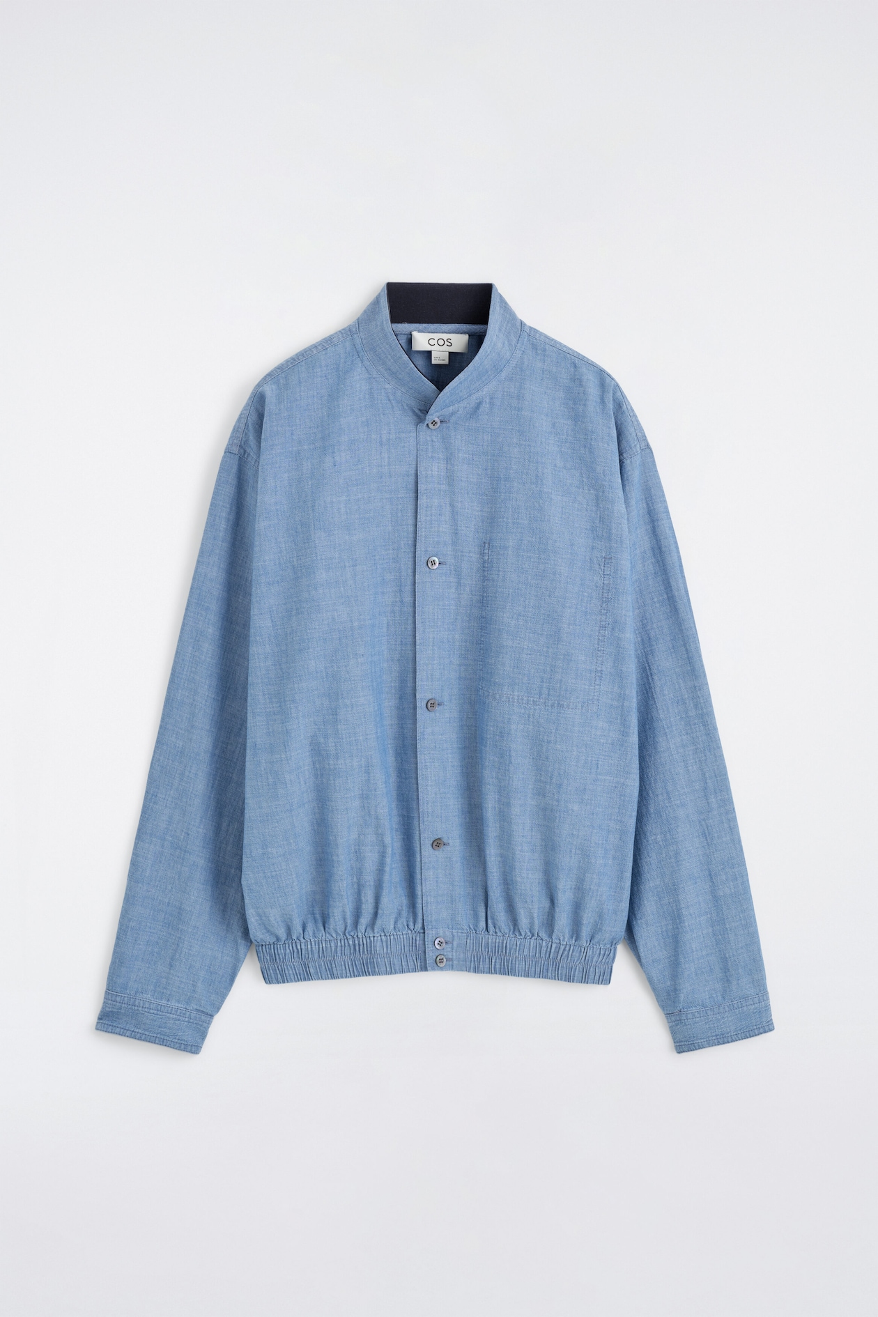 BOMBER-STYLE DENIM SHIRT — BLUE