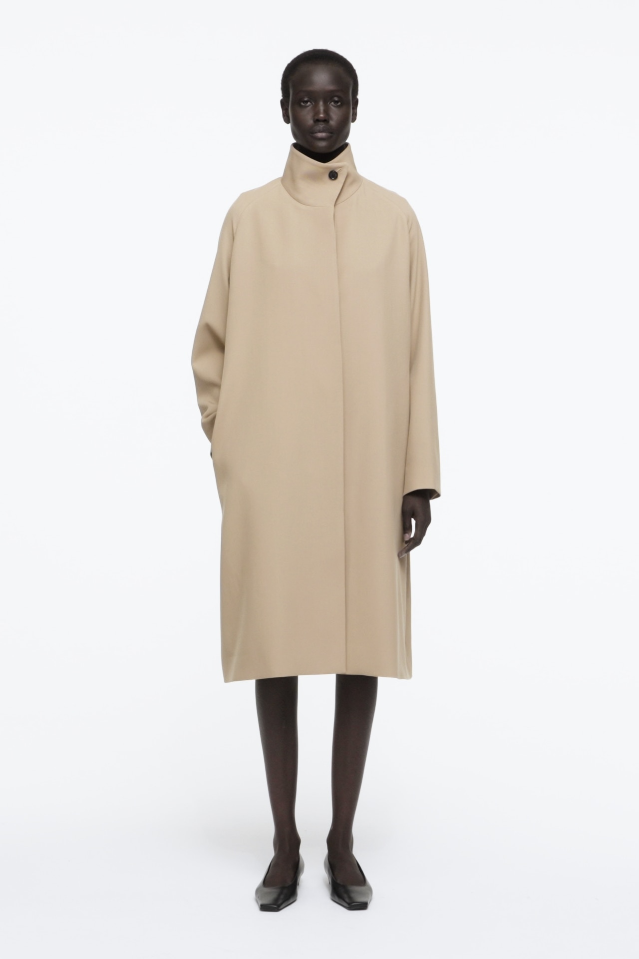 TRAPEZE WOOL-BLEND COAT - BEIGE | COS
