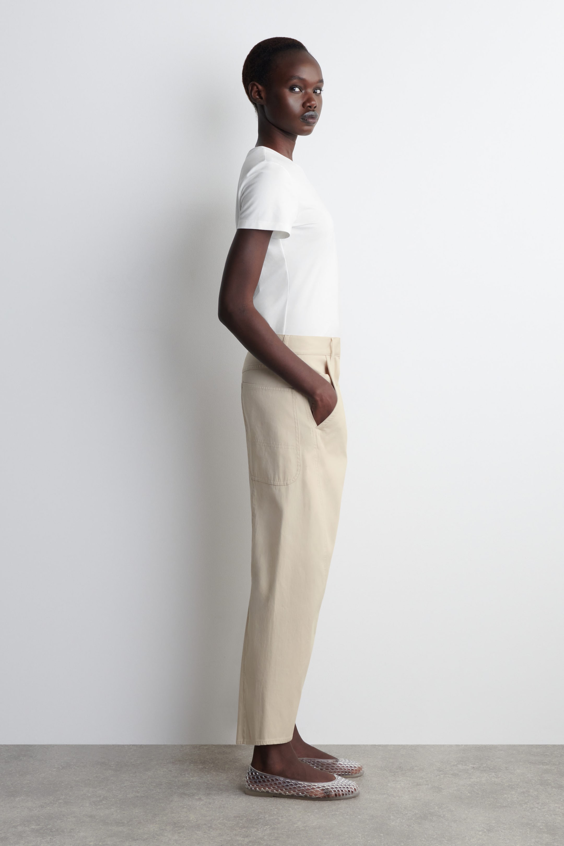 BARREL-LEG COTTON PANTS