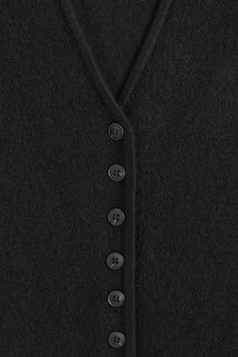 BUTTONED BOILED MERINO WOOL DRESS — BLACK 6