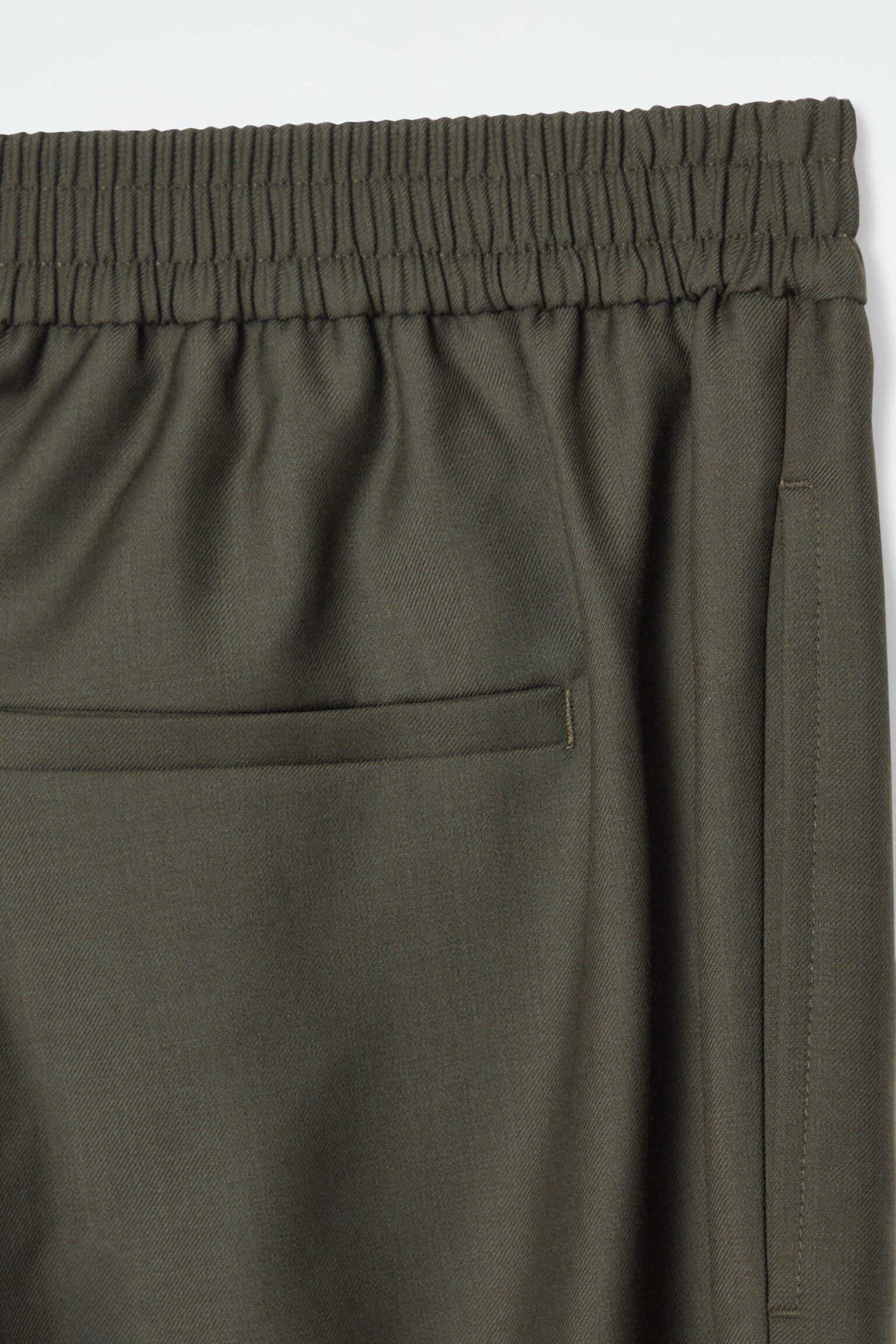 REGULAR ELASTICATED WOOL STRAIGHT-LEG TROUSERS - DARK KHAKI/BLACK/NAVY - 2