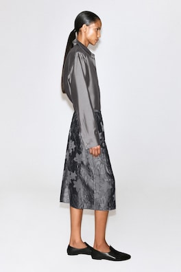 EMBROIDERED SHEER COLUMN SKIRT — HEATHER 4