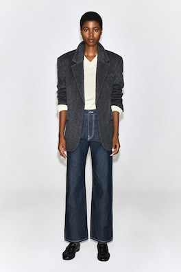 CHORD TOPSTITCHED RAW STRAIGHT-LEG JEANS — RAW INDIGO 1