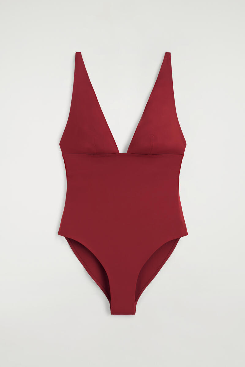 Bonded-Scuba V-Neck Swimsuit