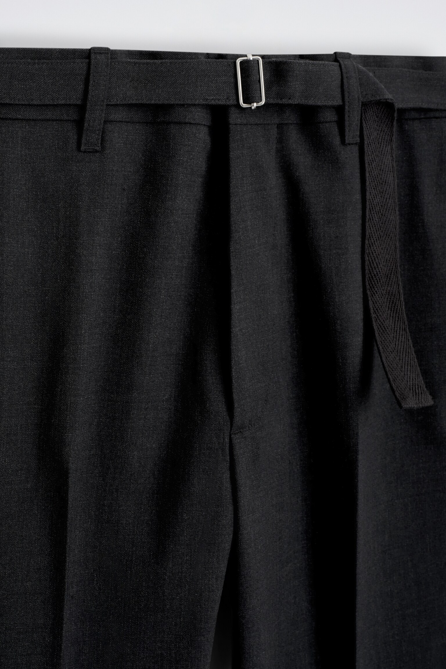 PANTALON SLIM CEINTURÉ EN LAINE MÉLANGÉE - GRIS/BRUN FONCÉ - 2