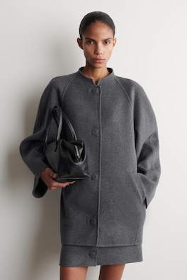 ROUNDED DOUBLE-FACED WOOL JACKET — GRAY MÉLANGE 2