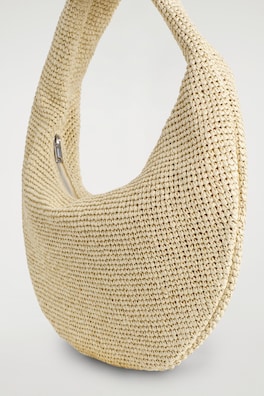 CURVED SHOULDER BAG - STRAW — BEIGE 4