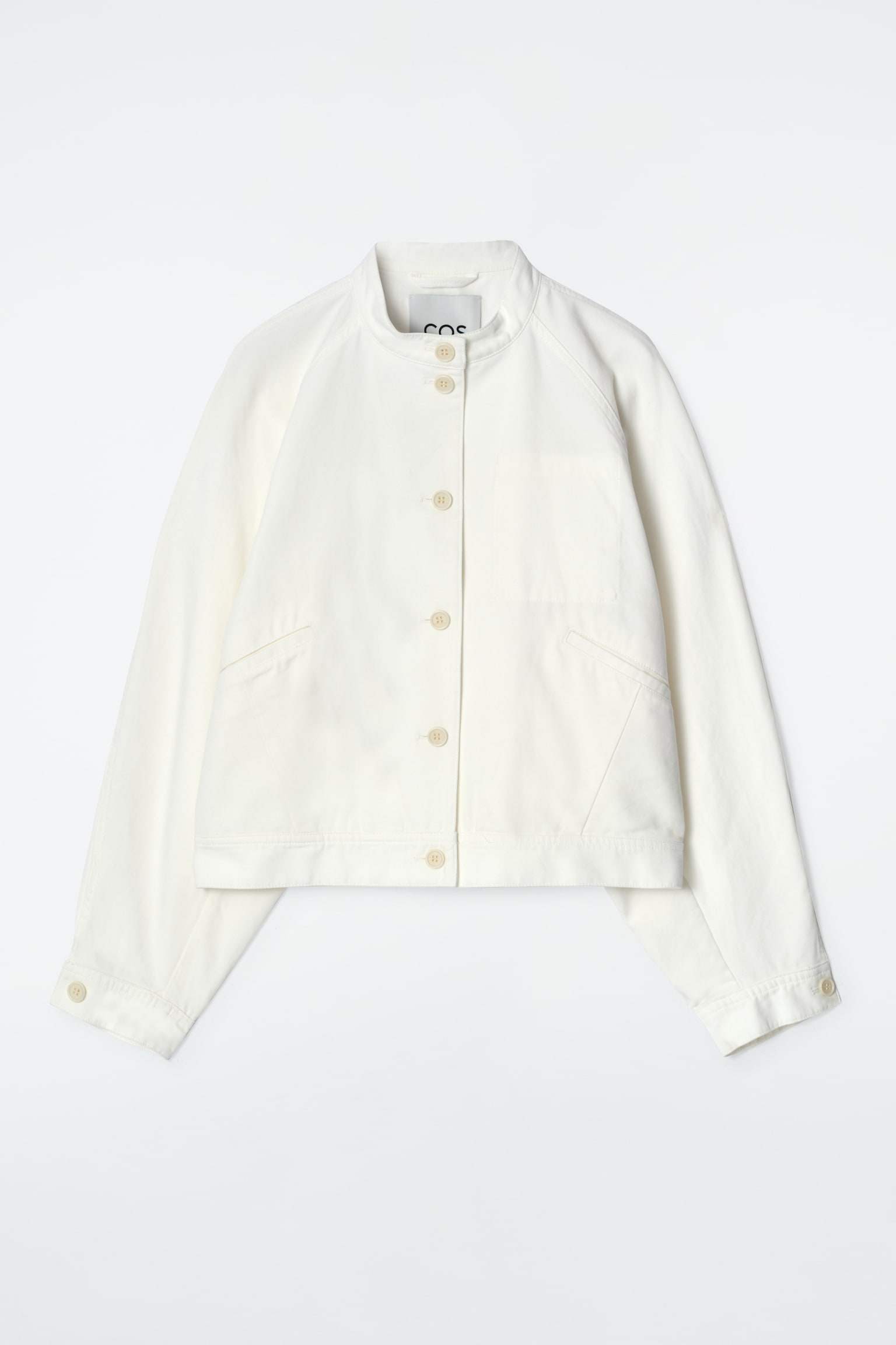 OVERSIZED COTTON BOMBER JACKET - WHITE - 2