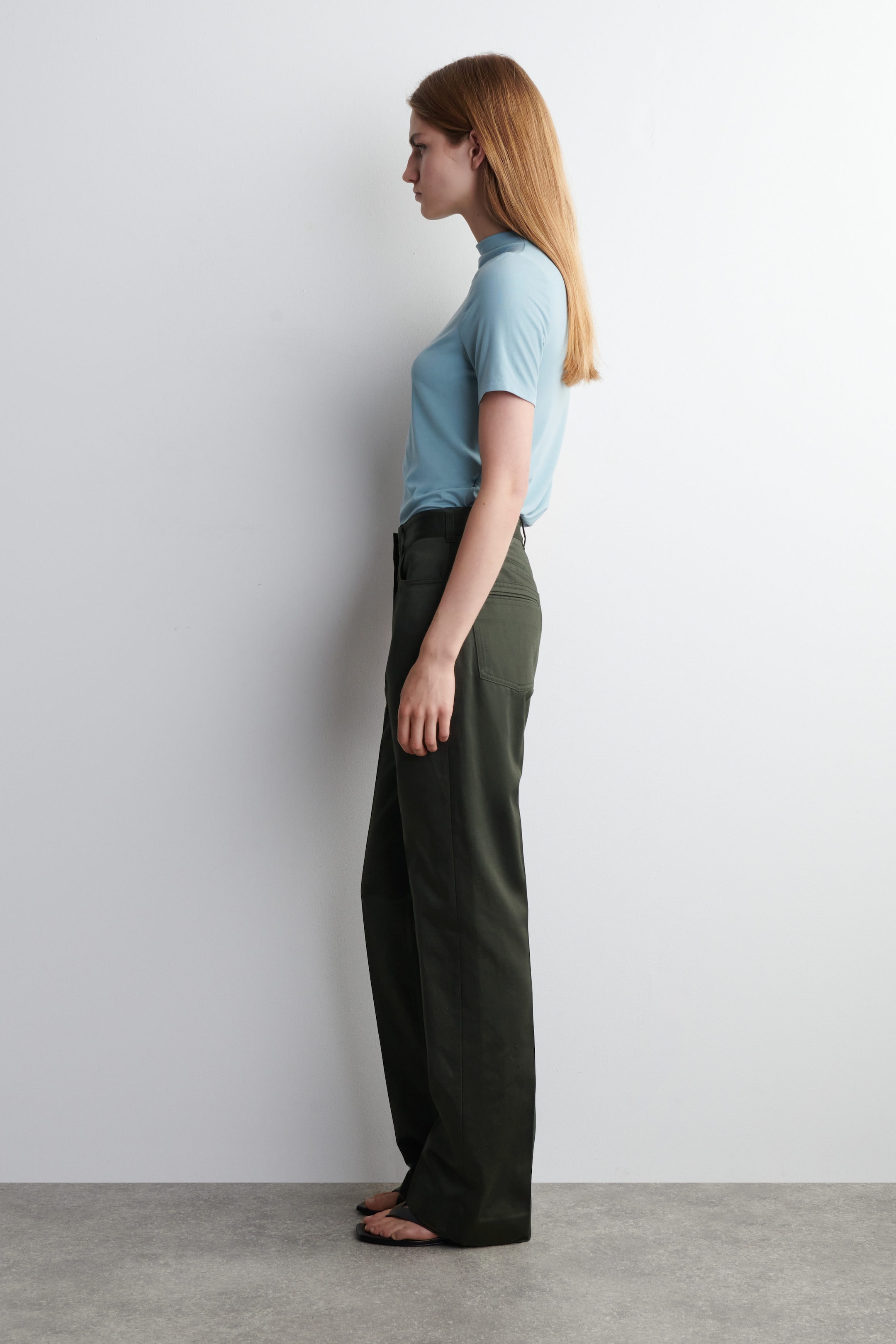 SATEEN STRAIGHT-LEG PANTS