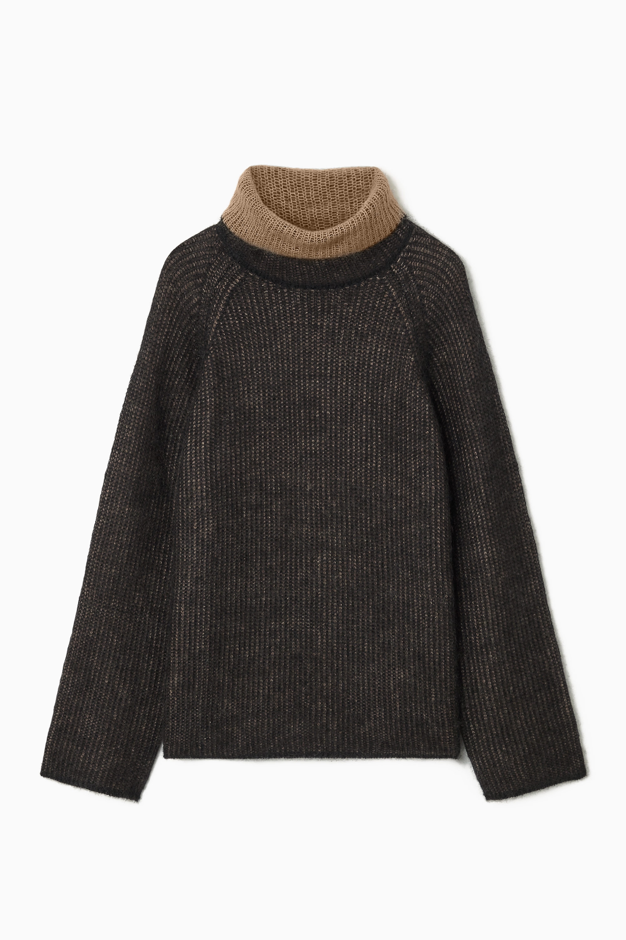 【BAON】Rikkoi Mink Collar Two-Way Leather Jumper Women's Jolie Fringe Layered Looker, Light Chia Mélange