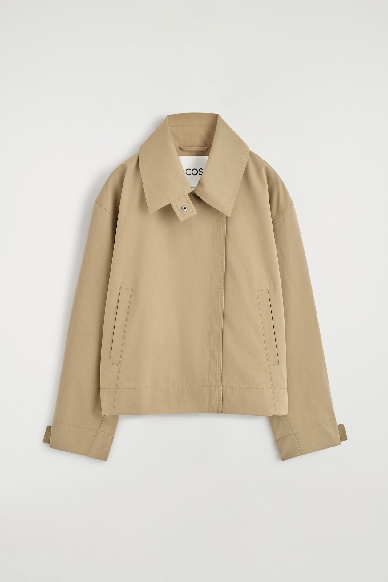 ROUNDED SHORT TRENCH COAT — BEIGE