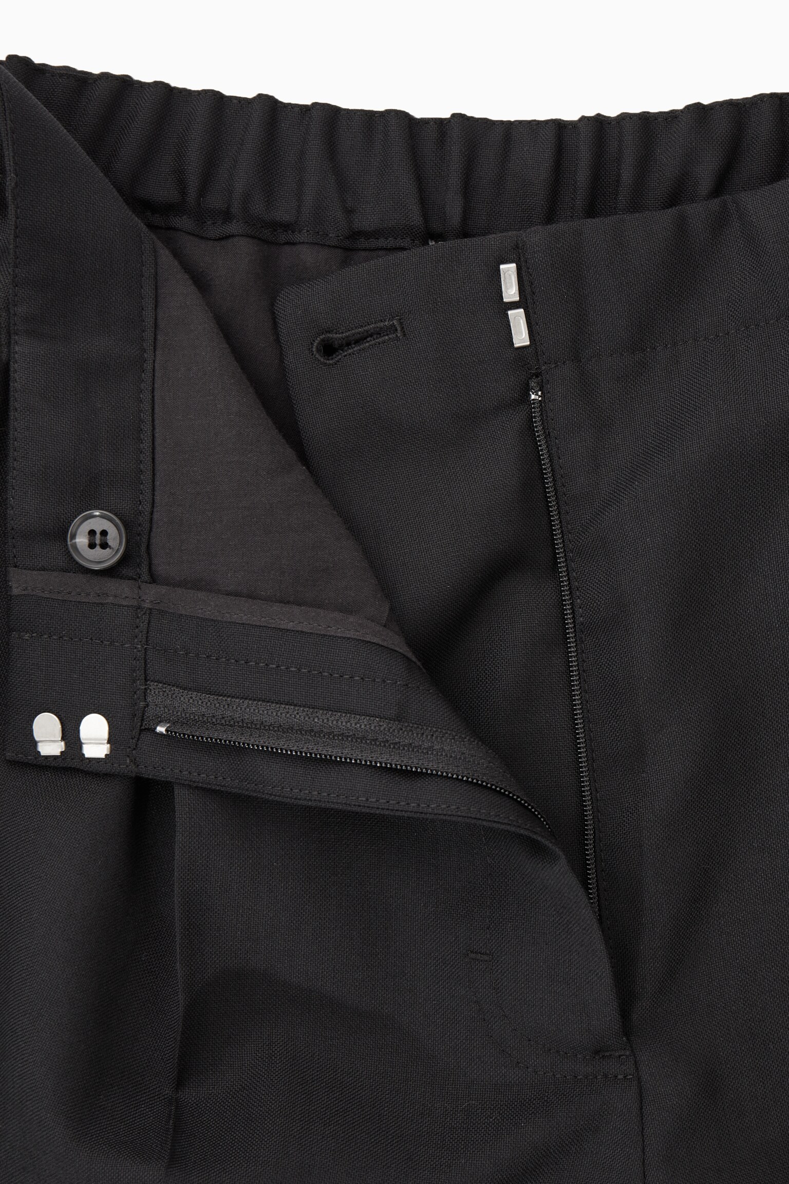 RELAXED WOOL WIDE-LEG TROUSERS - BLACK - 3