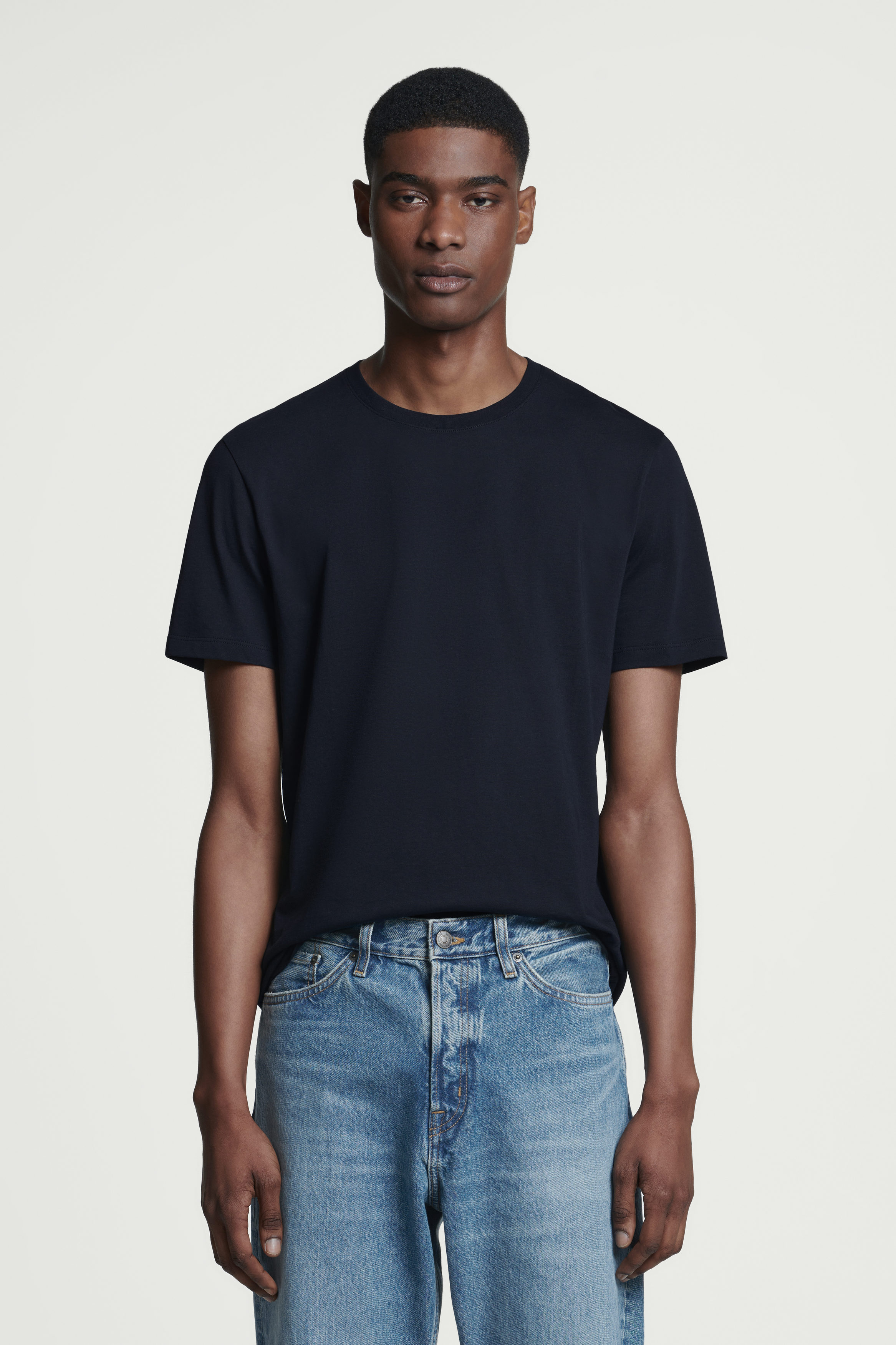 REGULAR COTTON T-SHIRT - NAVY | COS
