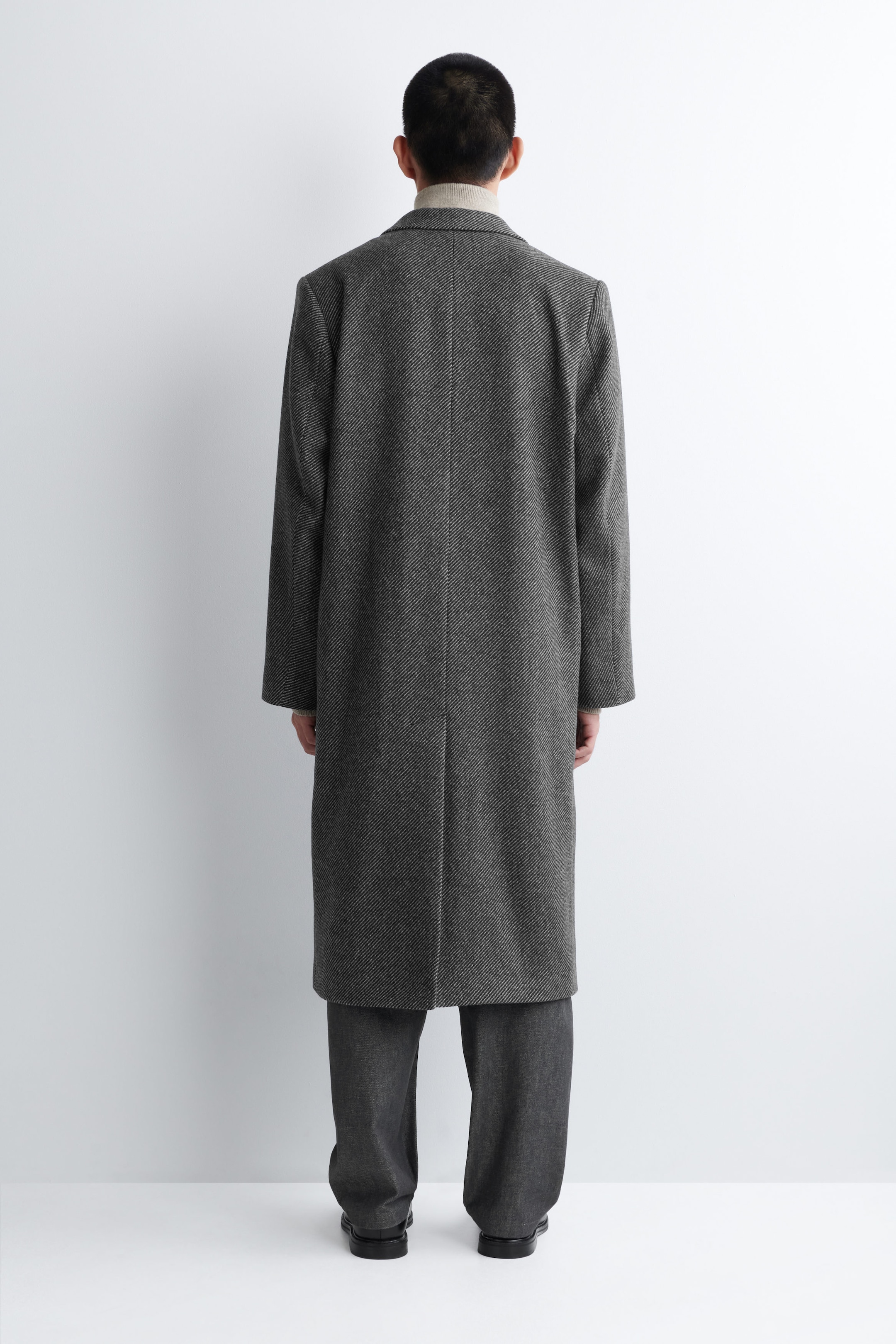 SINGLE-BREASTED TEXTURED-WOOL LONG COAT