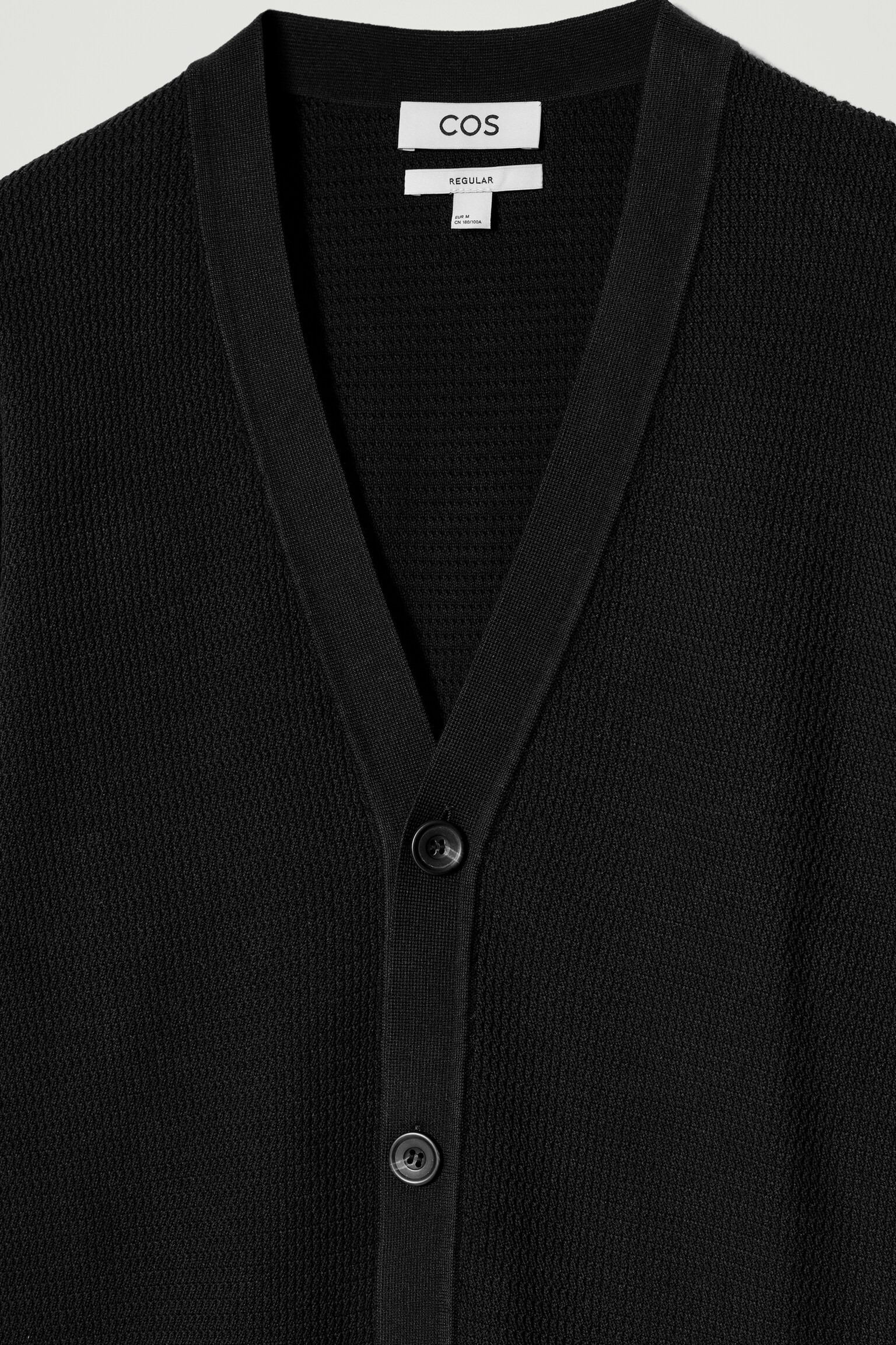 CÁRDIGAN DE ALGODÓN CON CUELLO DE PICO Y TEXTURA - NEGRO - 7