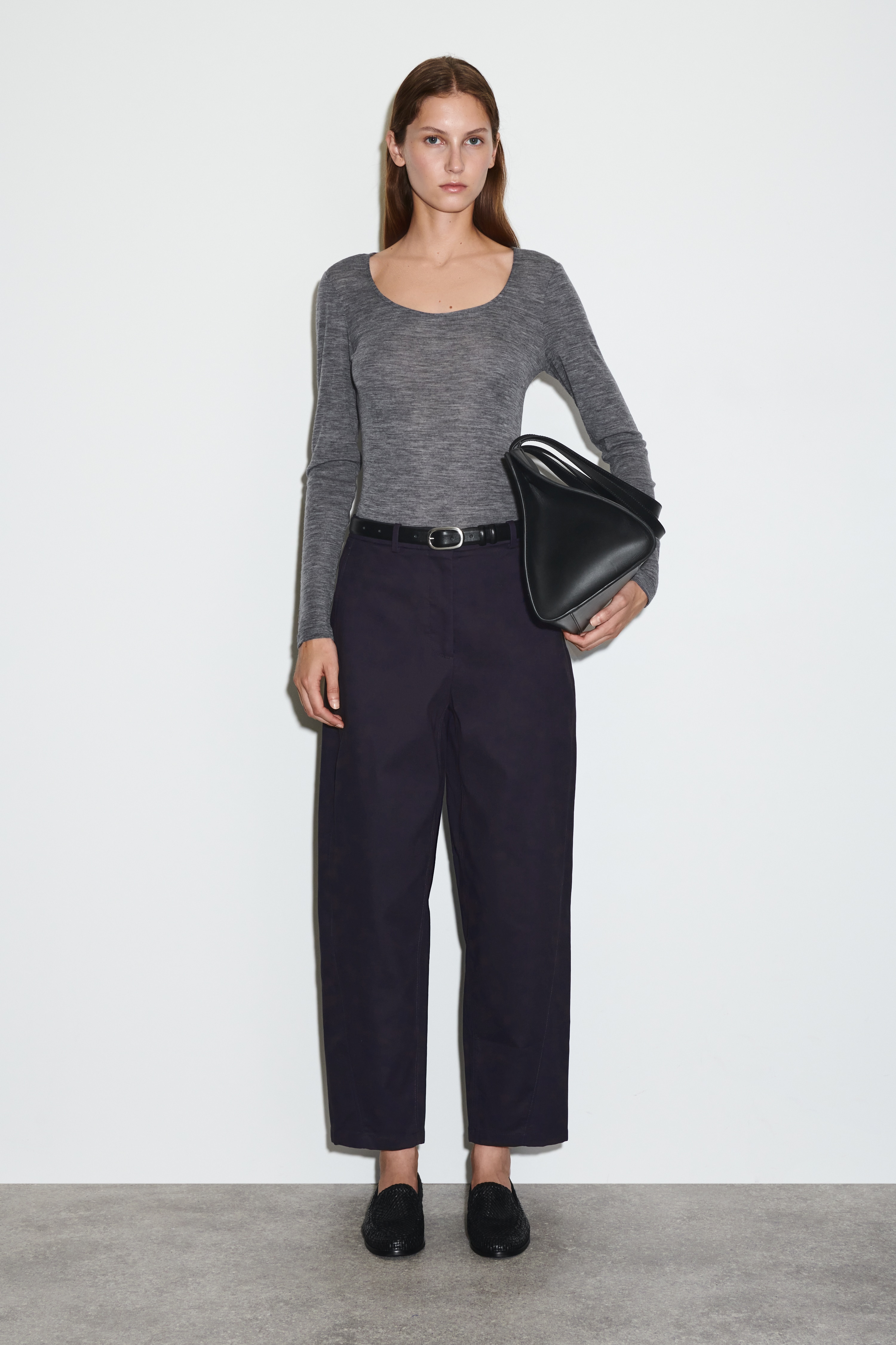 BROEK MET COTTON CHINO EN TROMPETPIJP - MARINEBLAUW/buinbeige