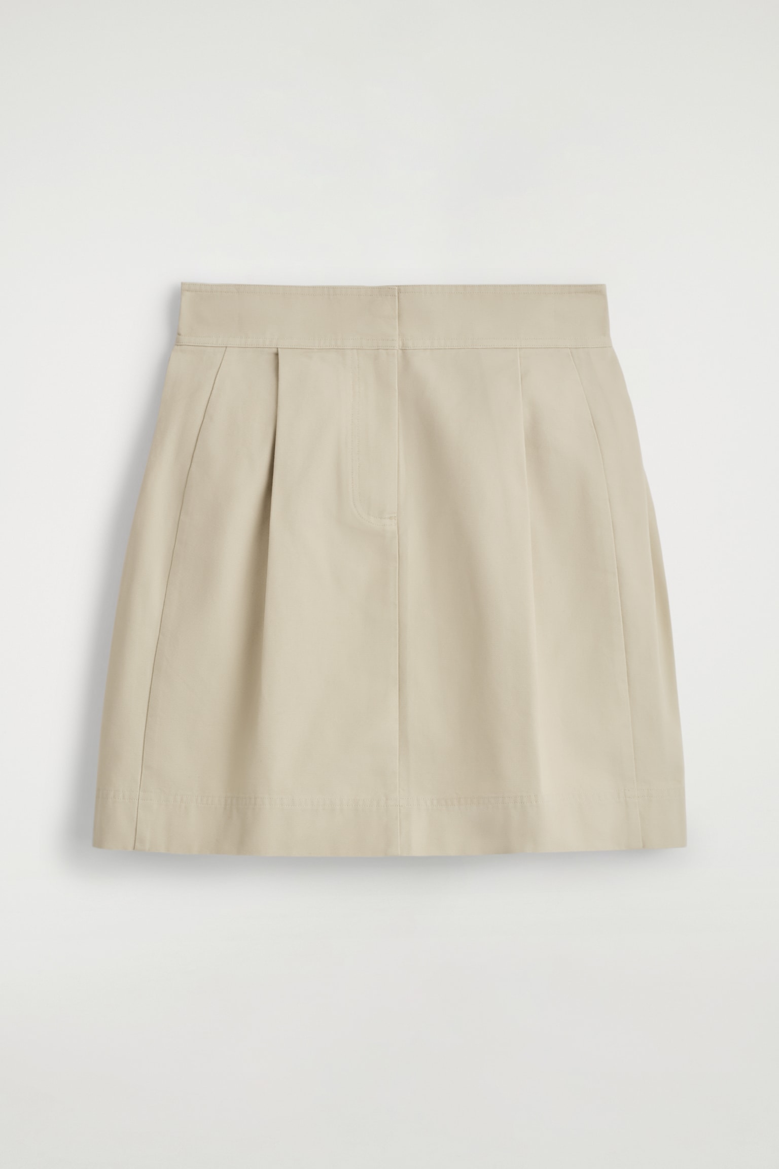 PLEATED BUCKLE-DETAIL MINI SKIRT - LIGHT BEIGE - 2