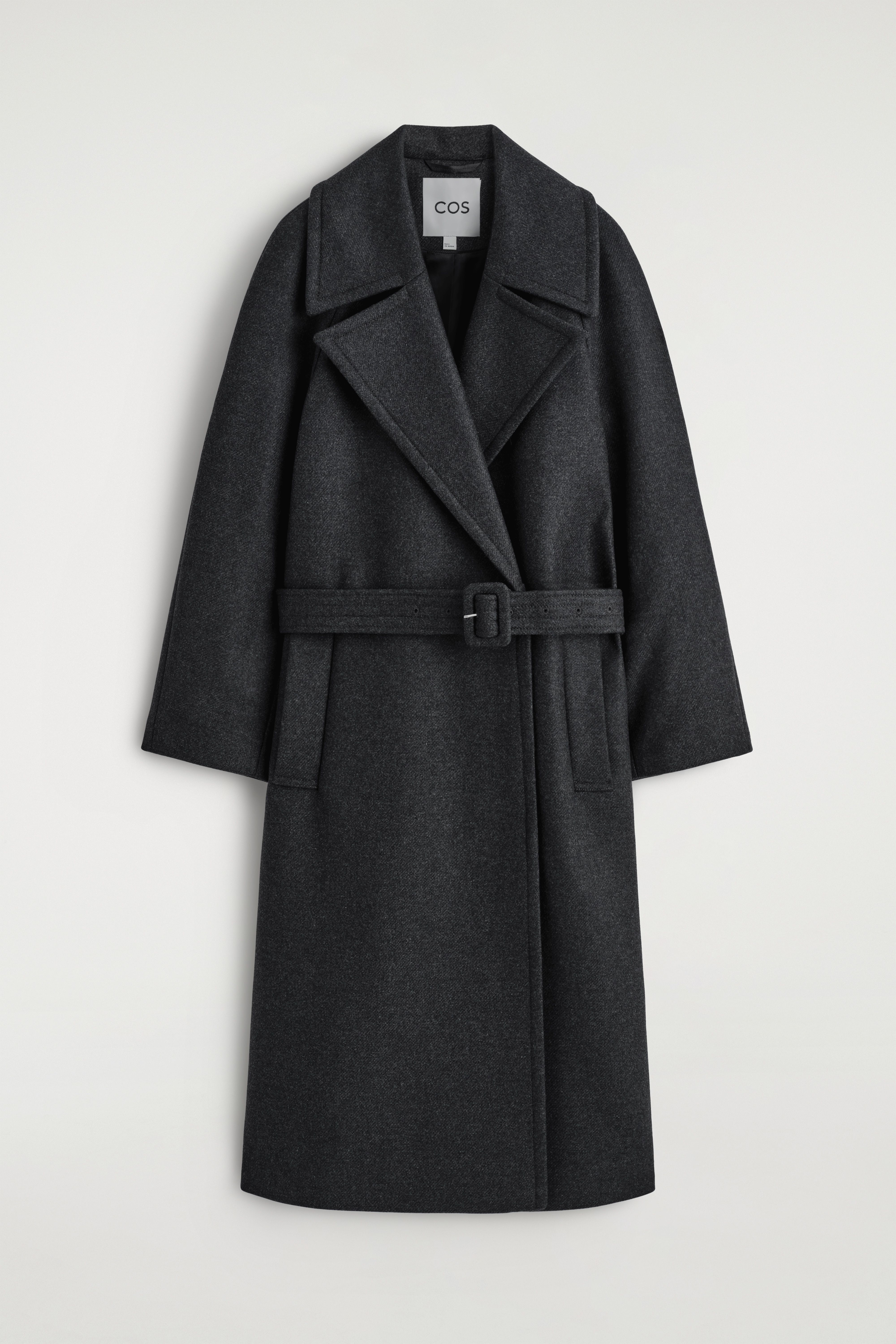 TAILORED BELTED WOOL-TWILL COAT - KOKSGRÅ