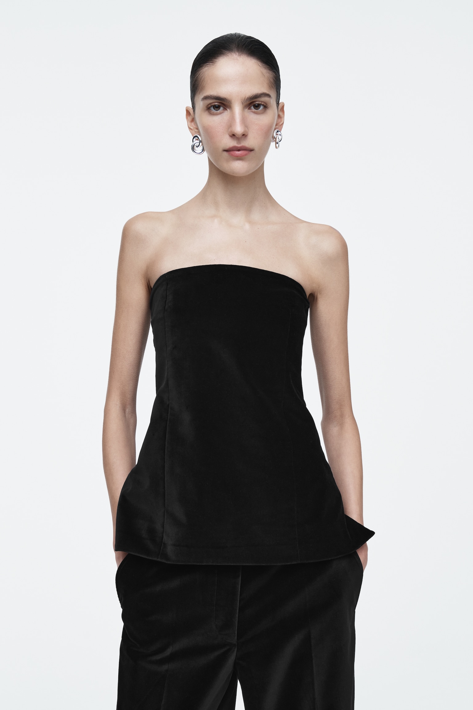 VELVET BUSTIER - BLACK
