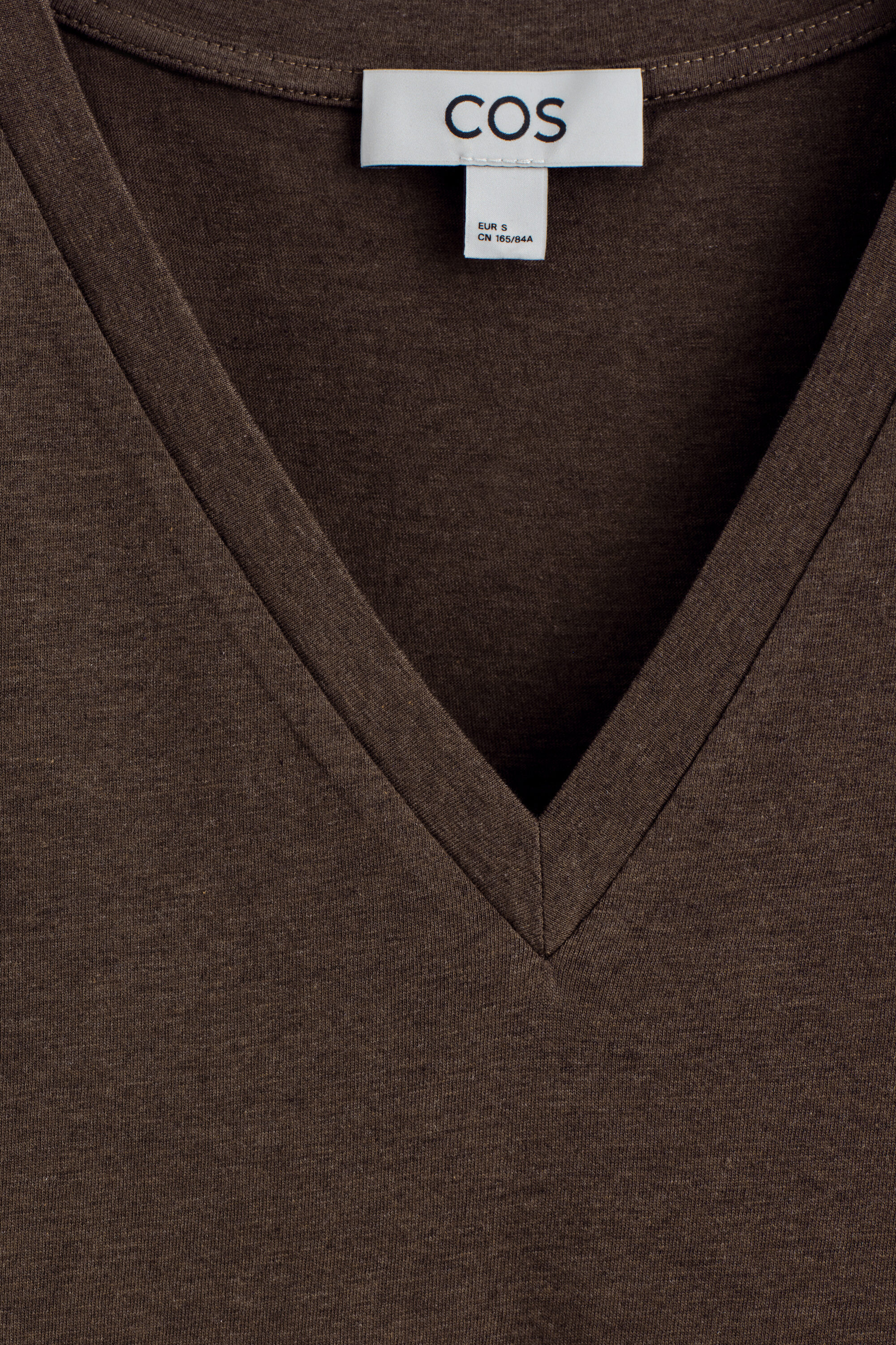 COTTON COS ブラウン Vネックリネンコットンシャツ Mサイズ V-NECK T-SHIRT