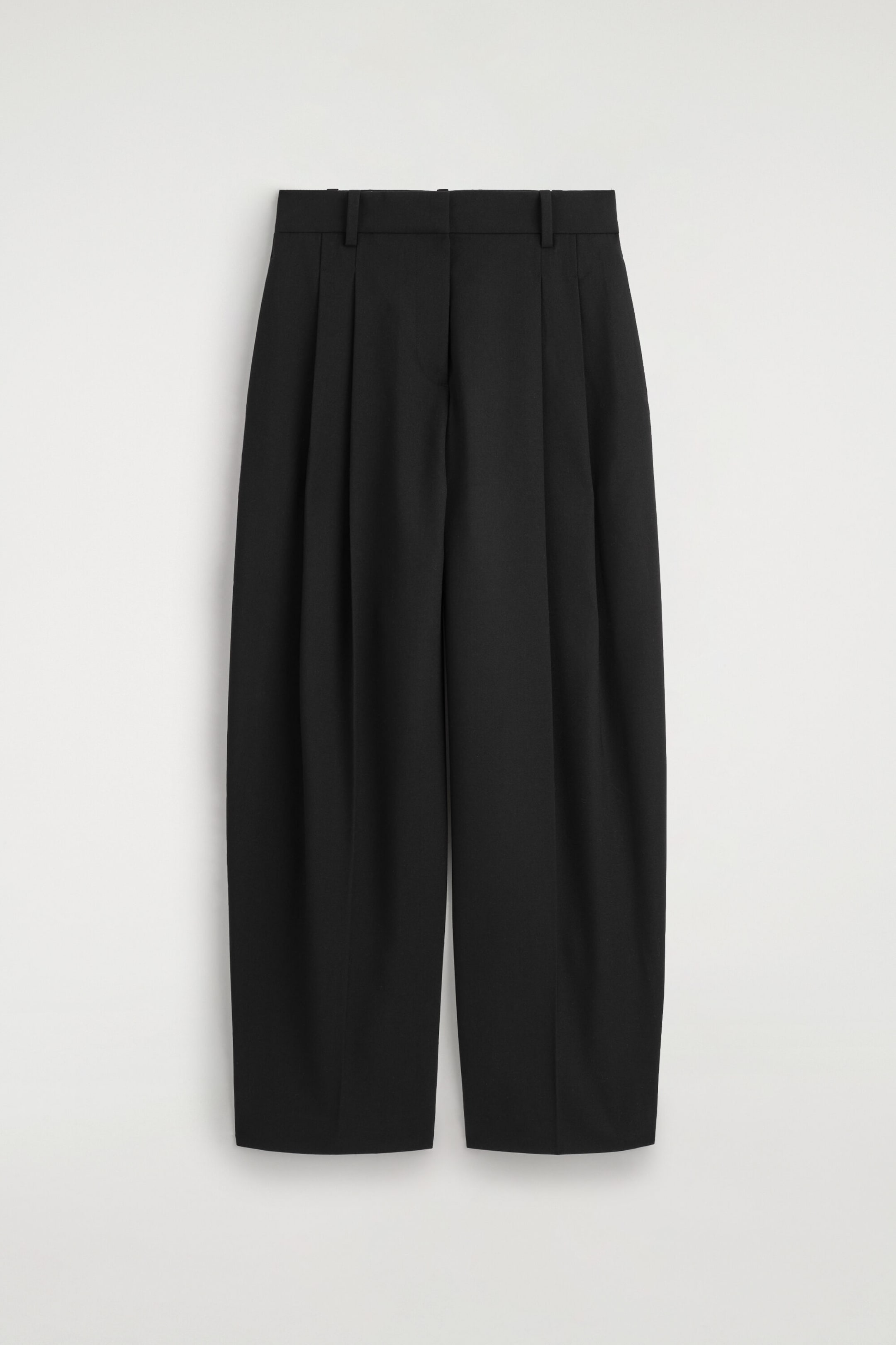 PANTALON DROIT PLISSÉ EN MÉLANGE LAINE
