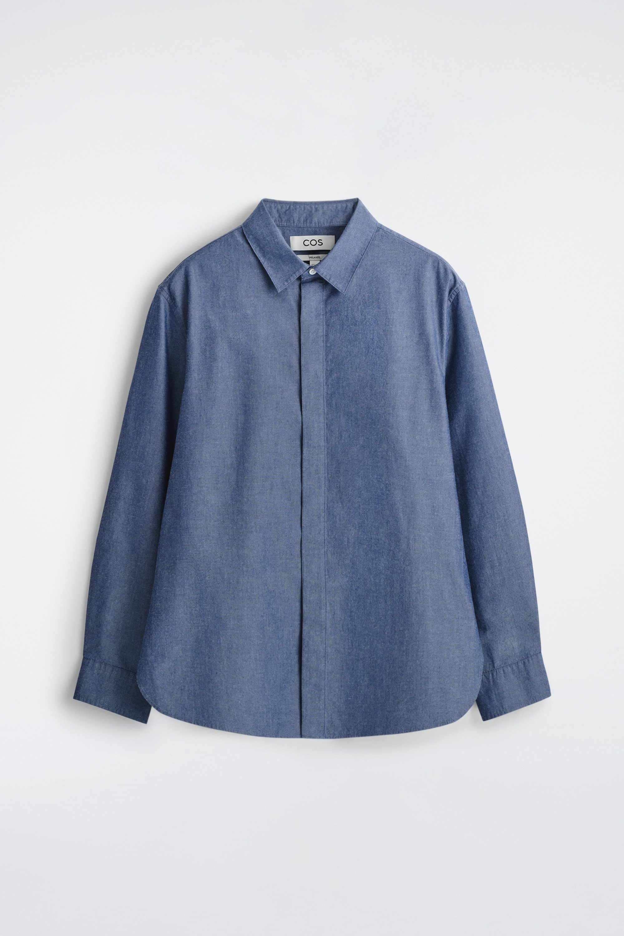LANGÄRMLIGES HEMD AUS CHAMBRAY - Blau