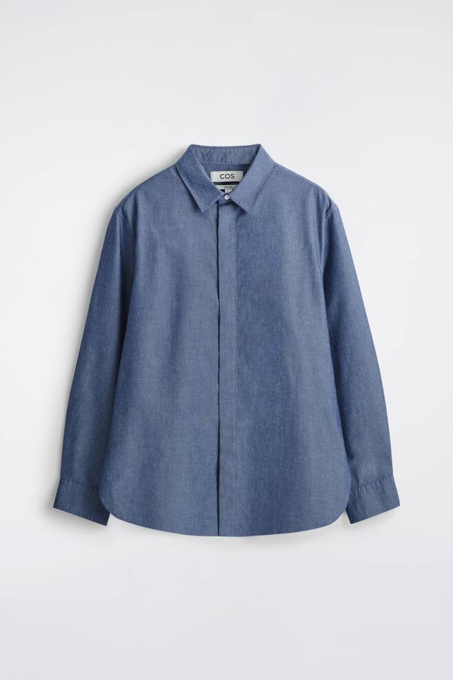 CHAMBRAY LONG-SLEEVE SHIRT - BLUE - 1