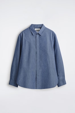 CHAMBRAY LONG-SLEEVE SHIRT — BLUE 7